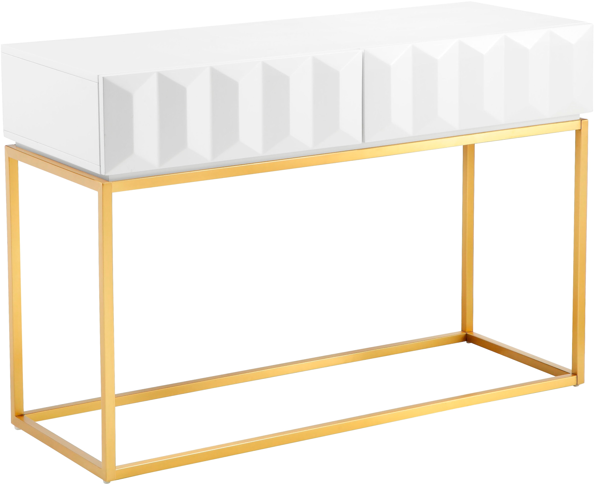 Leonique Konsolentisch »Alais« in 3D-Optik, mit zwei Schubladen und goldfarbenem Gestell