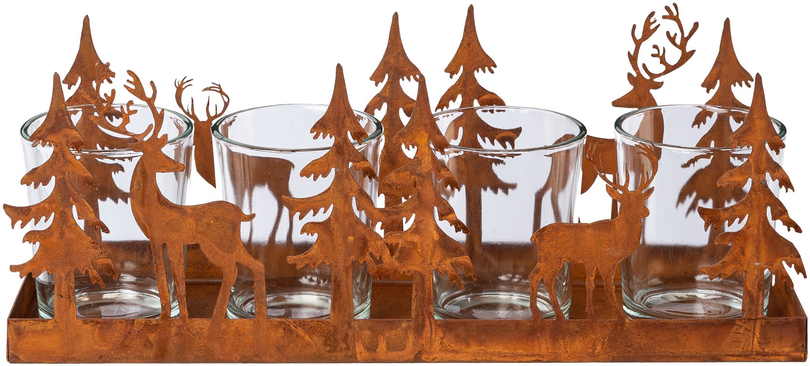 Creativ deco Teelichthalter »Weihnachtsdeko«, (1 St.), Oberfläche in  Rost-Optik, Maße Gläser: Ø 5,5 cm, Höhe 6,5 cm auf Rechnung bestellen