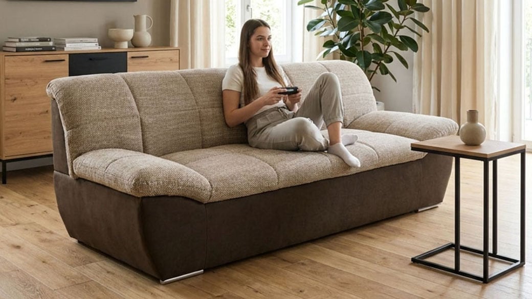 OTTO home 2-Sitzer »Salltum 211 cm breit, formschön, komfortabel« mit Ziernähen in Rücken und im Sitz, pflegeleichter Bezug