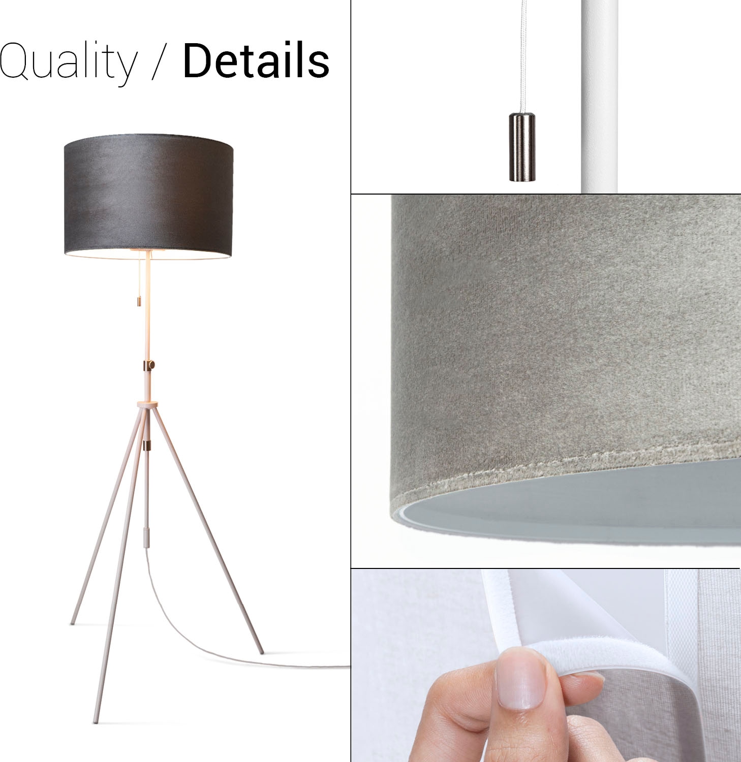 Paco Home Stehlampe »Naomi uni Color« E27 Wohnzimmer Höhenverstellbar 121,5 bis 176,5 cm Zugschalter Velour