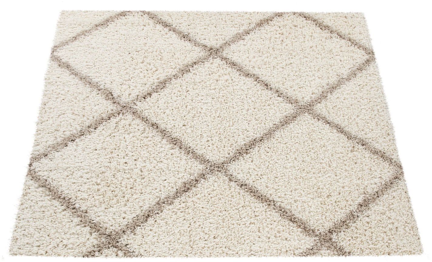 Paco Home Hochflor-Teppich »Kalmar 441«, rechteckig, 40 mm Höhe, Scandi Design, Rauten Muster, weich & kuschelig