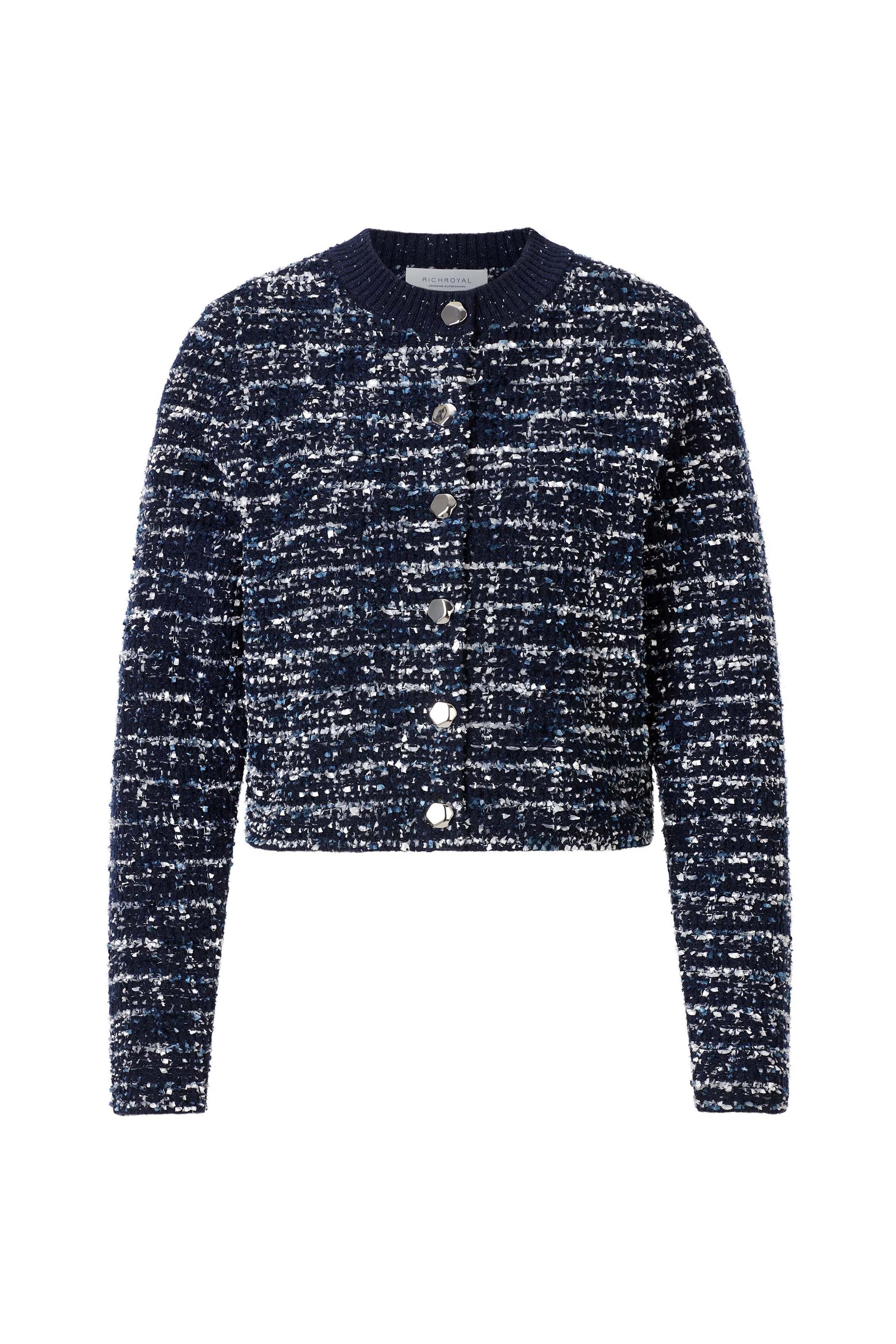 RICHROYAL Bouclèjacke ohne Kapuze Regular fit mit Zierknöpfen