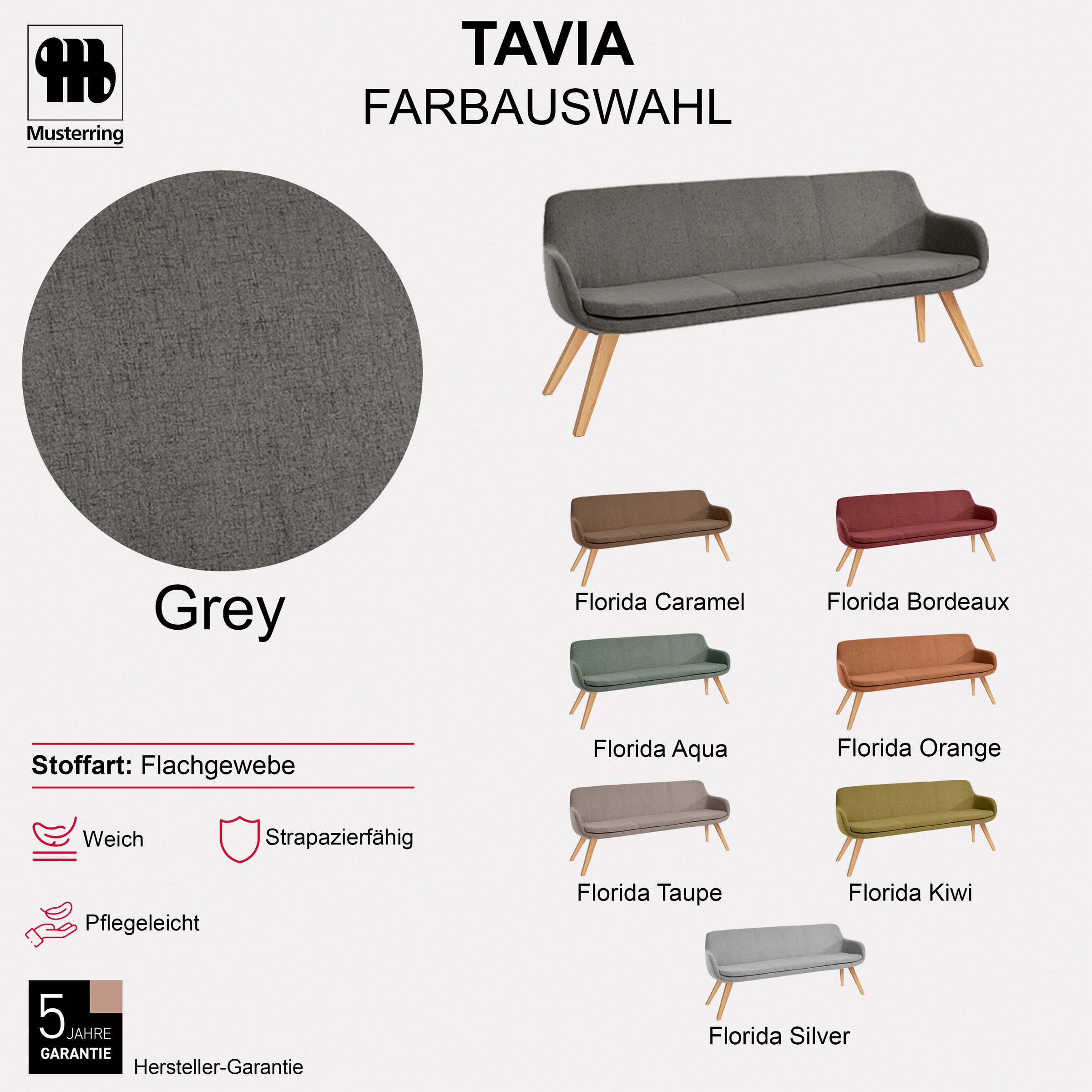 Musterring Essbank »Tavia« Stativgestell aus Eiche bianco massiv, Breite 180, 200 oder 220 cm