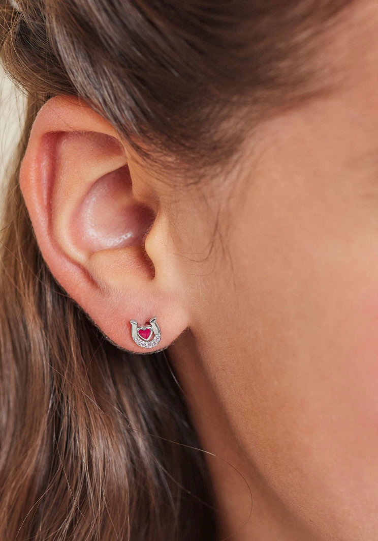 Amor Paar Ohrstecker »Horeses Heart« Made in Germany - mit Emaille, mit Zirkonia (synth.)