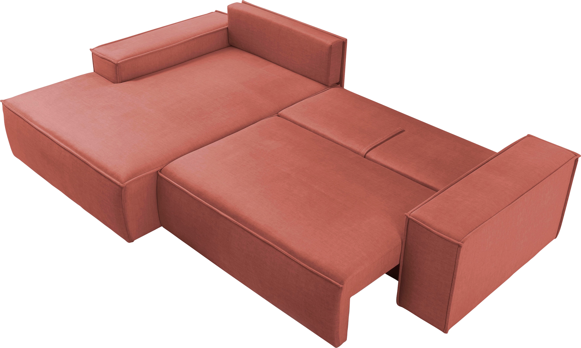 Home affaire Ecksofa SHERWOOD Schlafsofa 267 cm, L-Form, Schlaffunktion mit Bettkasten (210x136 cm), Cord, Vintage, Samtvelours
