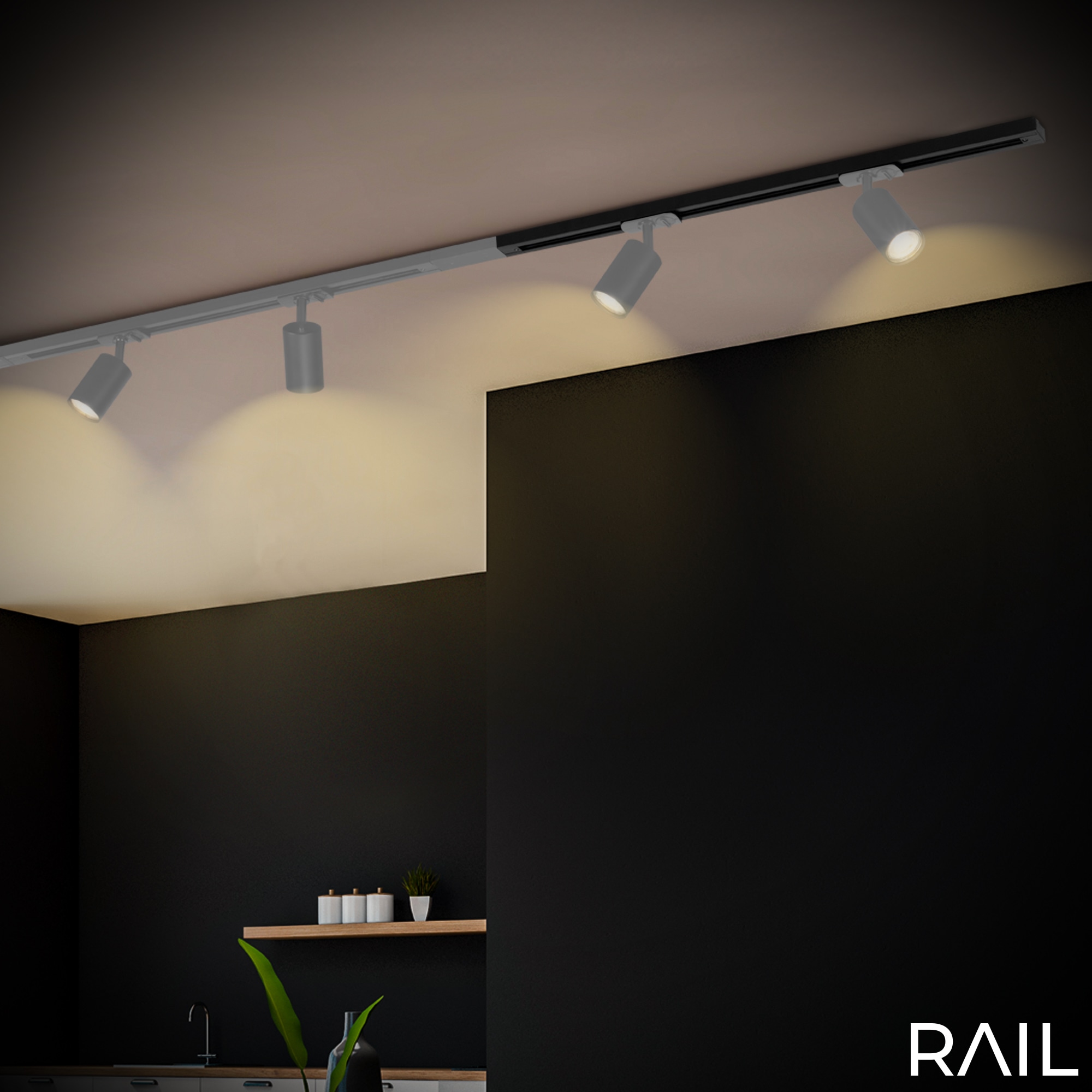 Briloner Leuchten Schienensystem-Schienen »RAIL« 1 tlg. tlg. Stromschiene 0,75 m Schwarz Schienensystem Rail Wohnzimmer Büro Küche