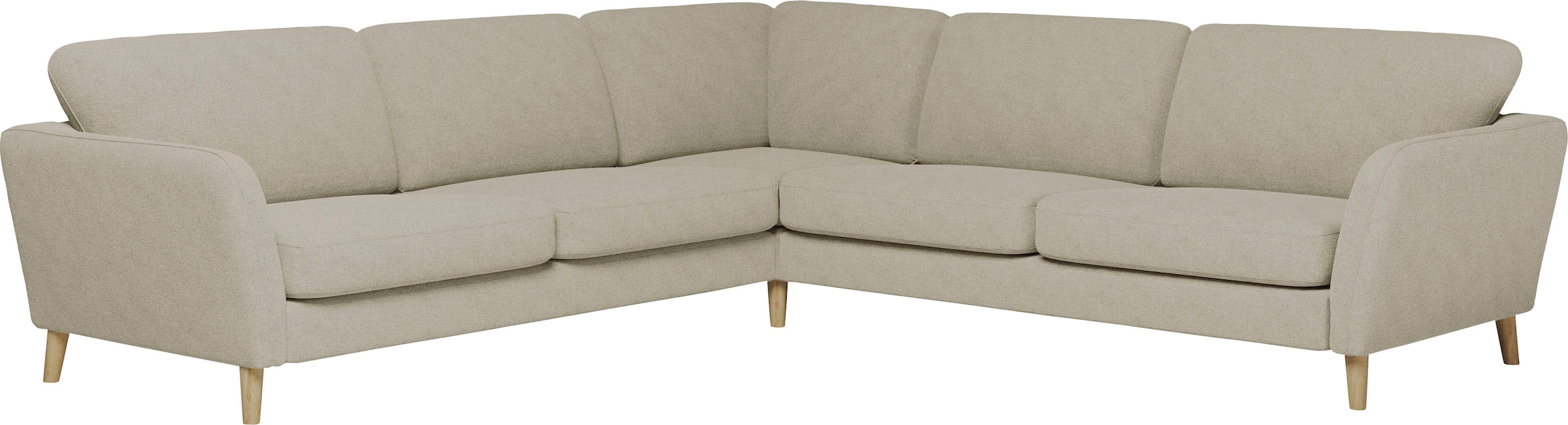 Home affaire Ecksofa »MARSEILLE 278/278 cm, L-Form, Webstoff, Flachgewebe, Filzoptik«, gleichschenklig, Massivholzbeine, Landhausstil, Wellenunterfederung