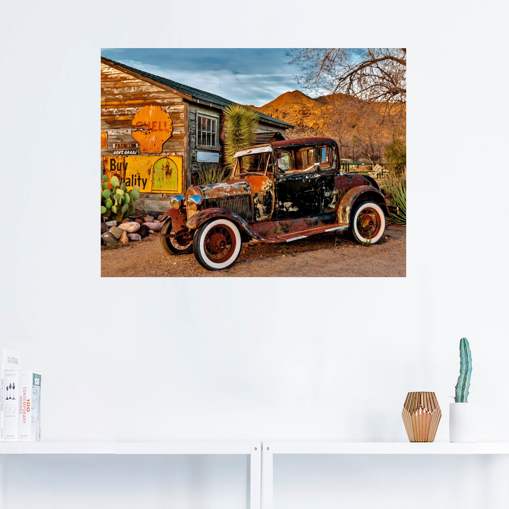 Artland Wandbild »Oldtimer Route 66 Hackberry«, Auto, (1 St.), als Leinwandbild, Wandaufkleber in verschied. Größen