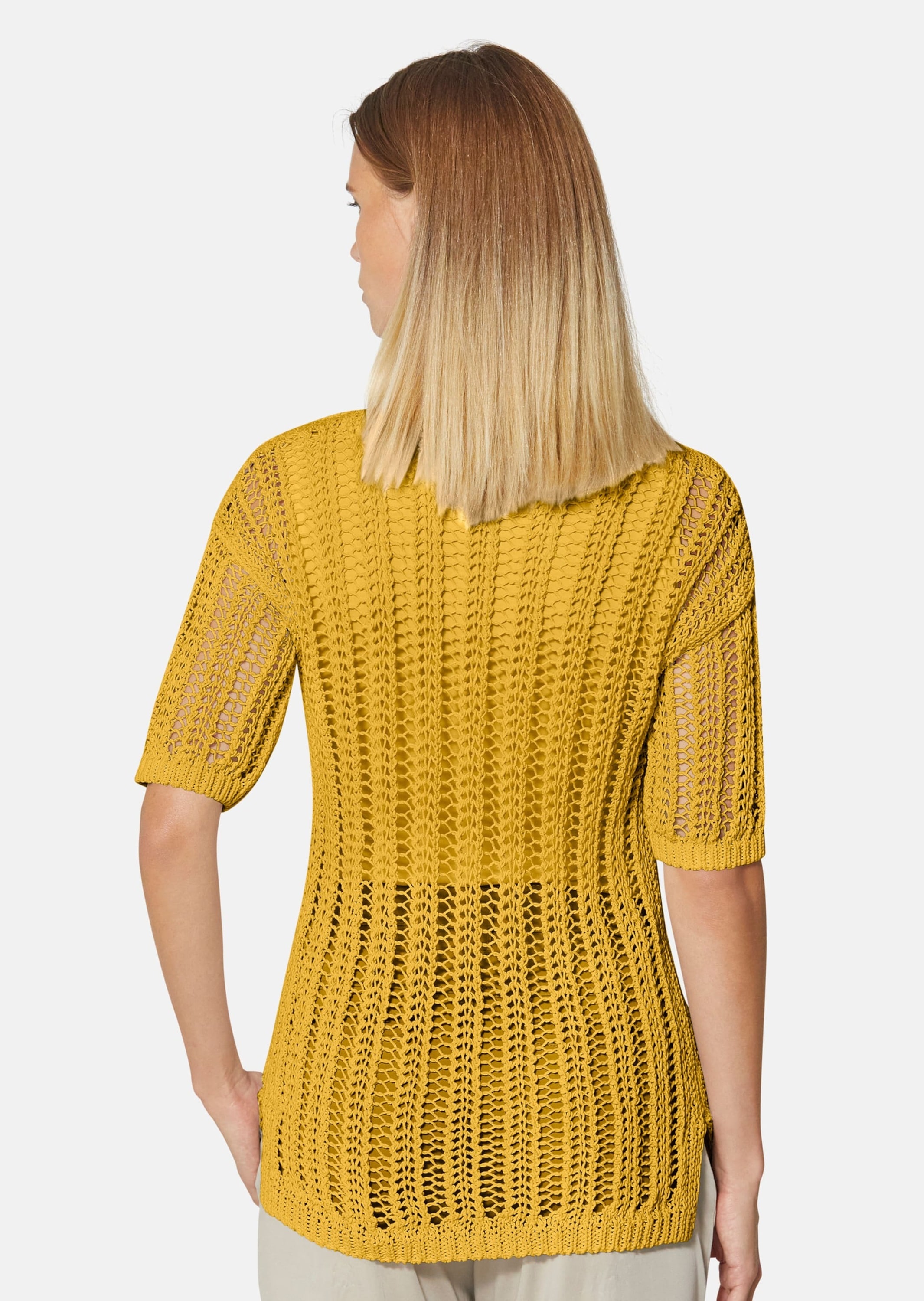 MADELEINE Longpullover »Strickpullover Luftiger Sommerpullover mit Ajour-Muster«