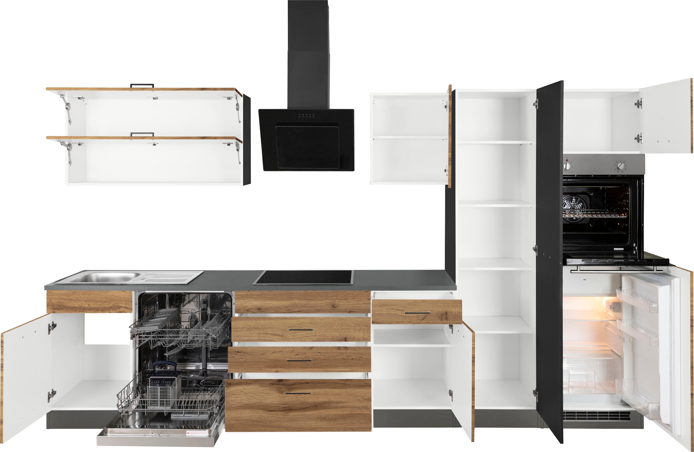 KOCHSTATION Küchenzeile »KS-Trier« ohne E-Geräte, Breite 350 cm