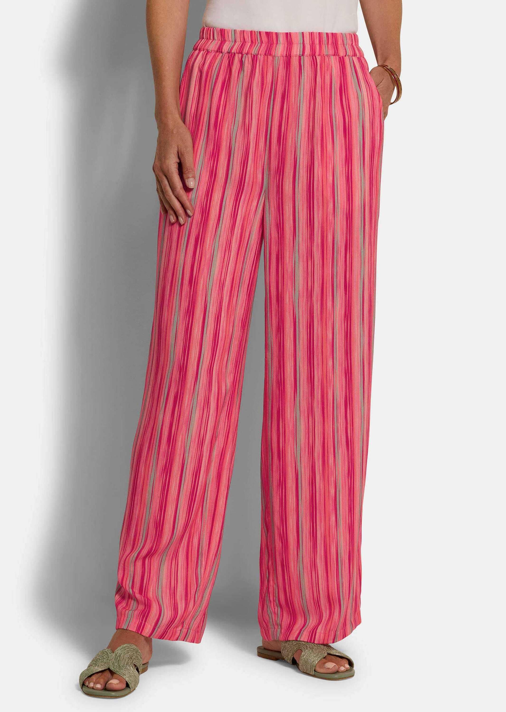 GOLDNER Stoffhose »Kurzgröße Palazzohose VERA mit Längsstreifen«