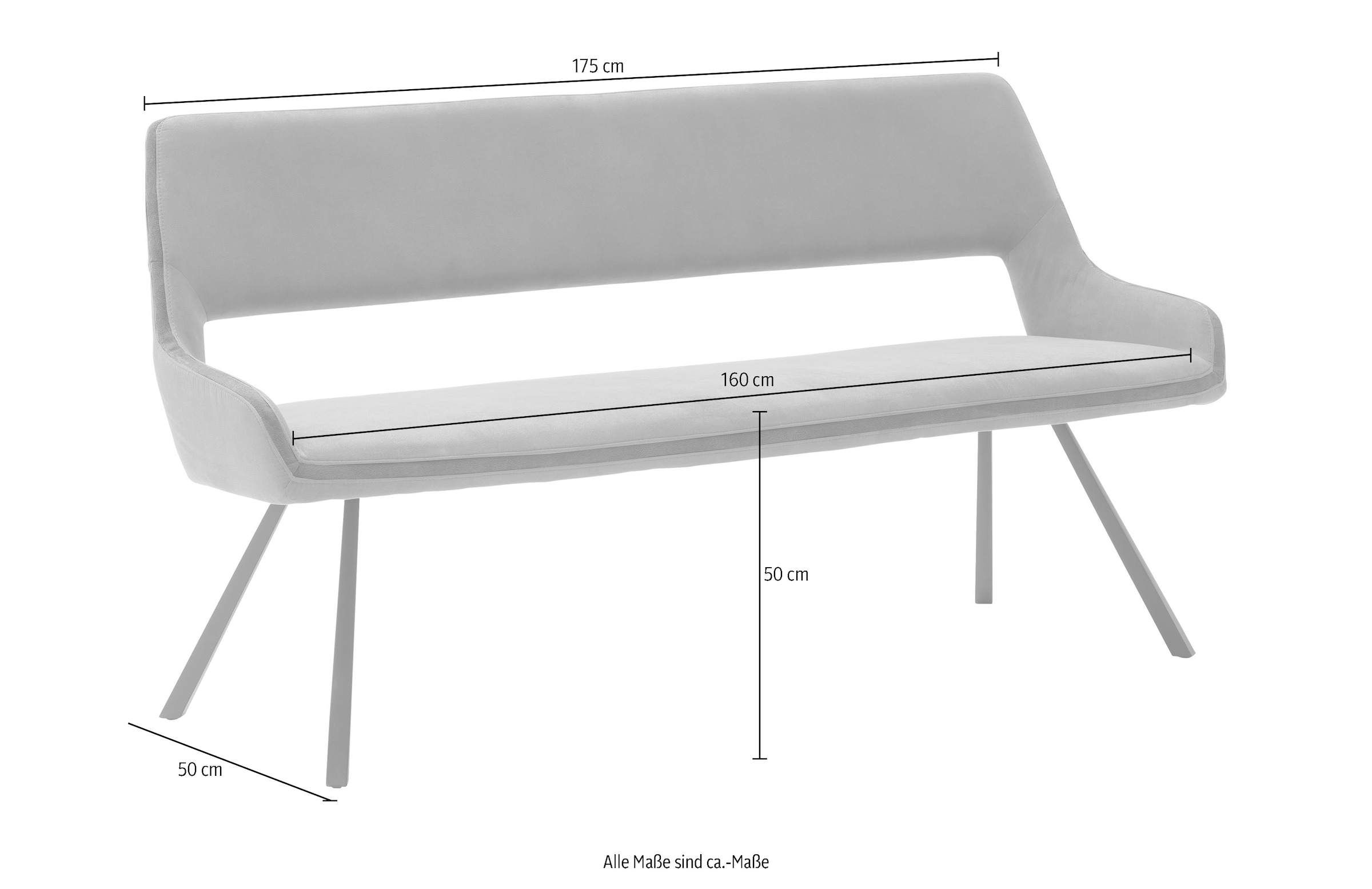 MCA furniture Sitzbank »Bayonne«, bis 280 kg belastbar, Sitzhöhe 50 cm, wahlweise 155 cm-175 cm breite