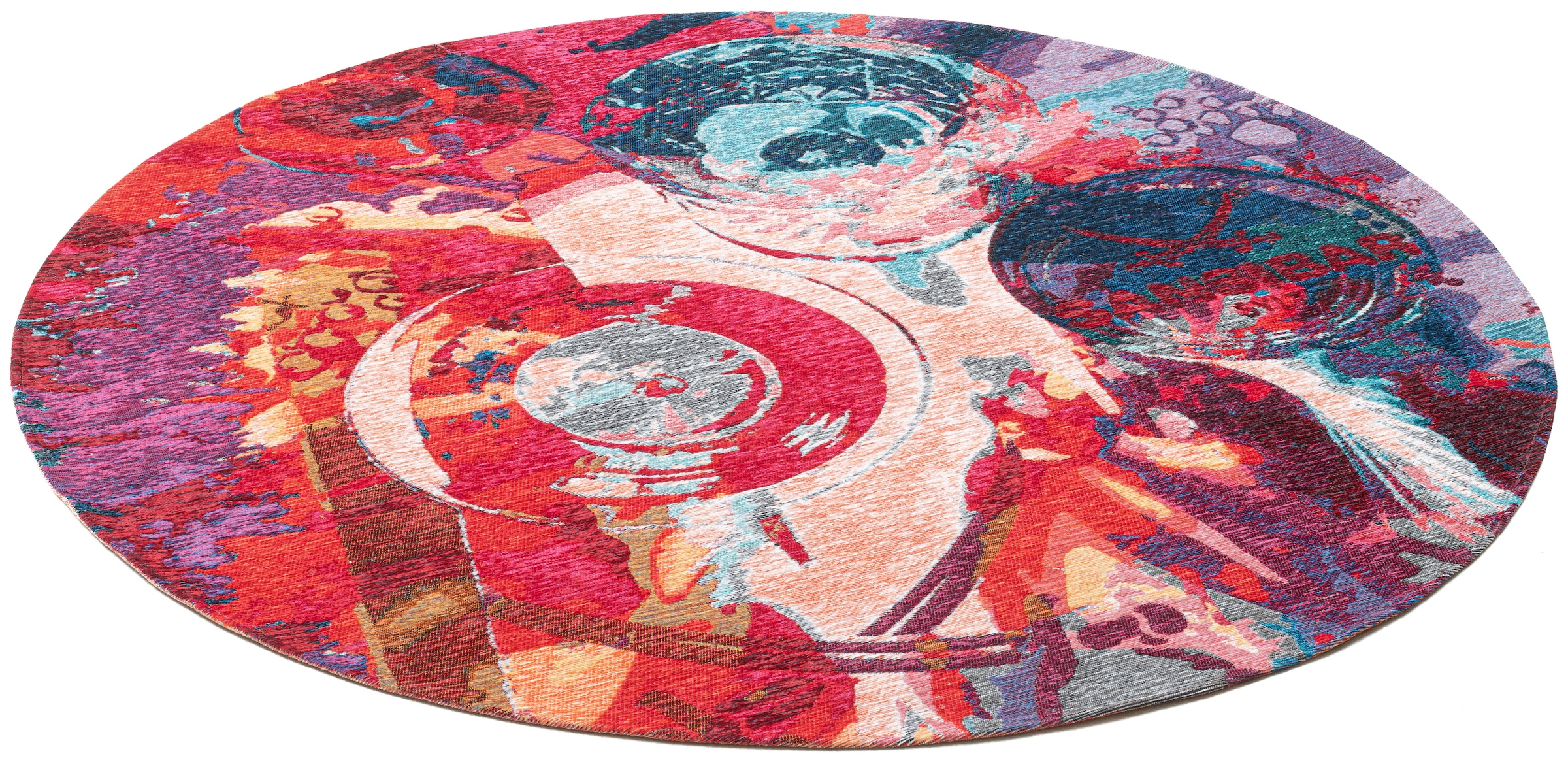 Sansibar Teppich »Keitum 008« rund 3 mm Höhe Flachgewebe, modernes Design, Motiv Gläser & gekreuzte Säbel