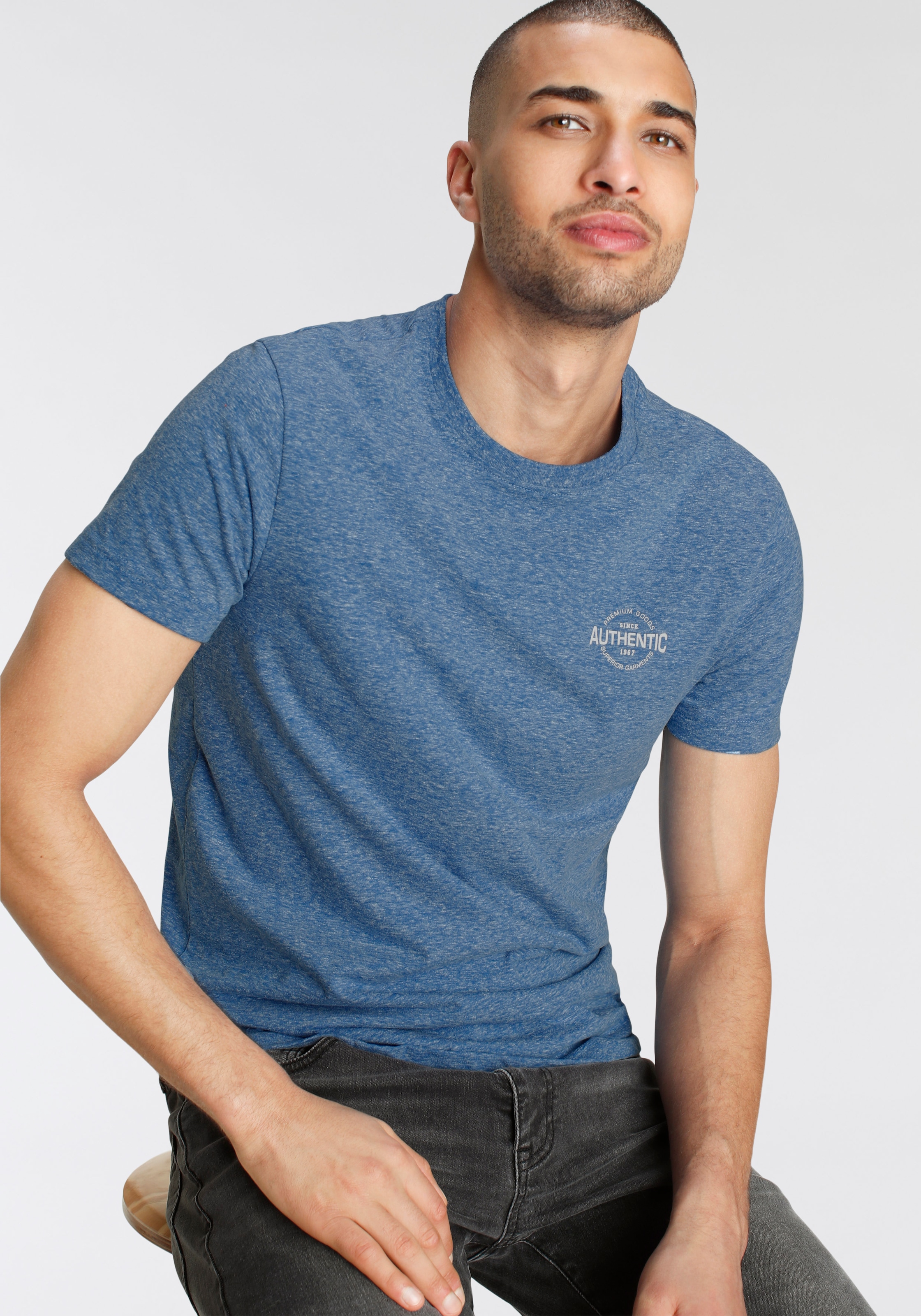 AJC T-Shirt, in besonderer Melange Optik und mit Logo Print kaufen