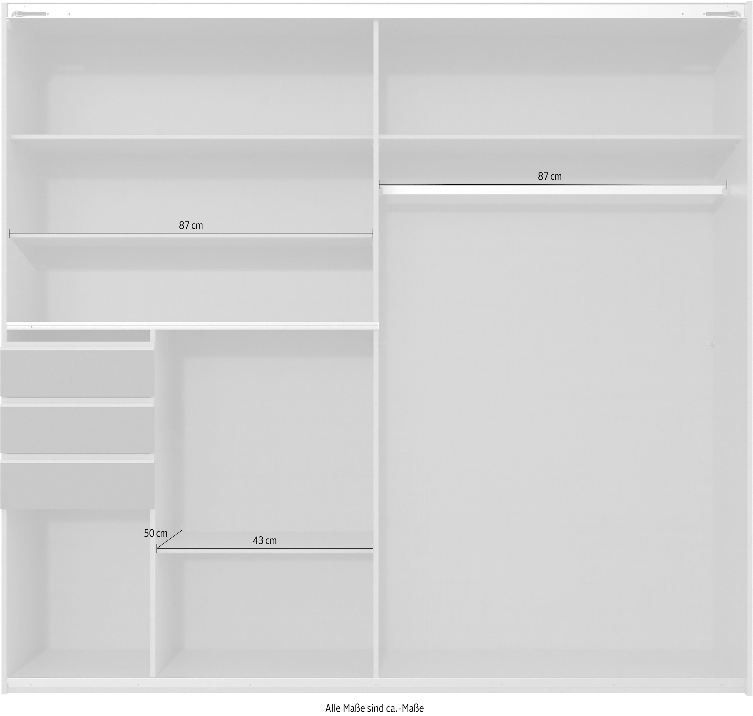 Wimex Schwebetürenschrank »Bremen in der Breite 180cm, wahlweise mit Spiegel«, mit moderner Multiplex Optik, inkl. Schubladen