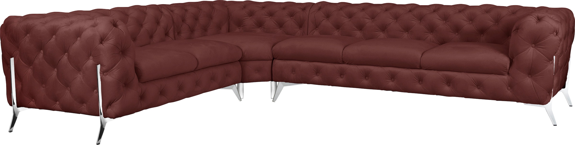 Leonique Chesterfield-Sofa »Amaury L-Form«, großes Ecksofa, Chesterfield-Optik, Breite 323 cm, Fußfarbe wählbar