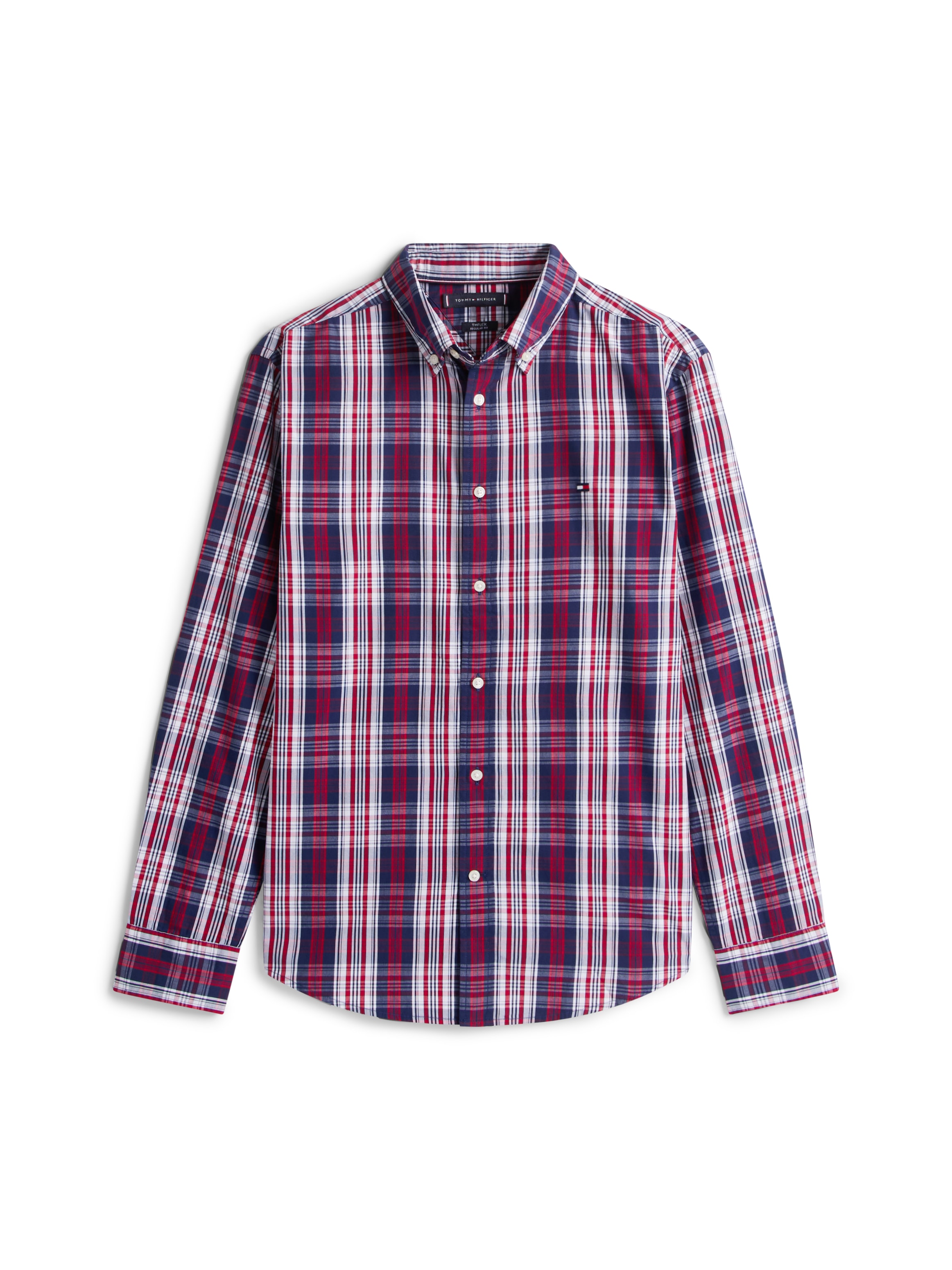 Tommy Hilfiger Langarmhemd »FLEX POPLIN MEDIUM CHECK« Button-down-Kragen, Regular fit
