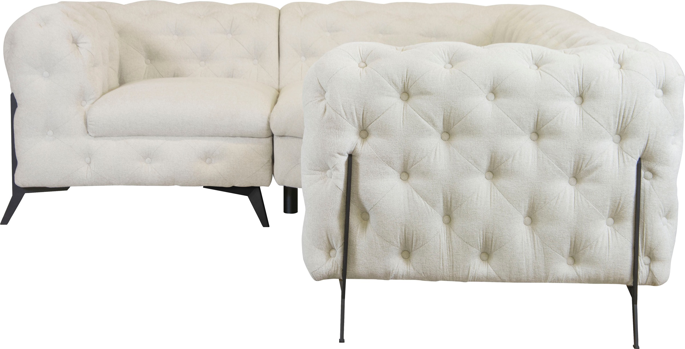 Leonique Chesterfield-Sofa »Amaury L-Form«, moderne Chersterfield-Optik, Breite 262 cm, Fußfarbe wählbar