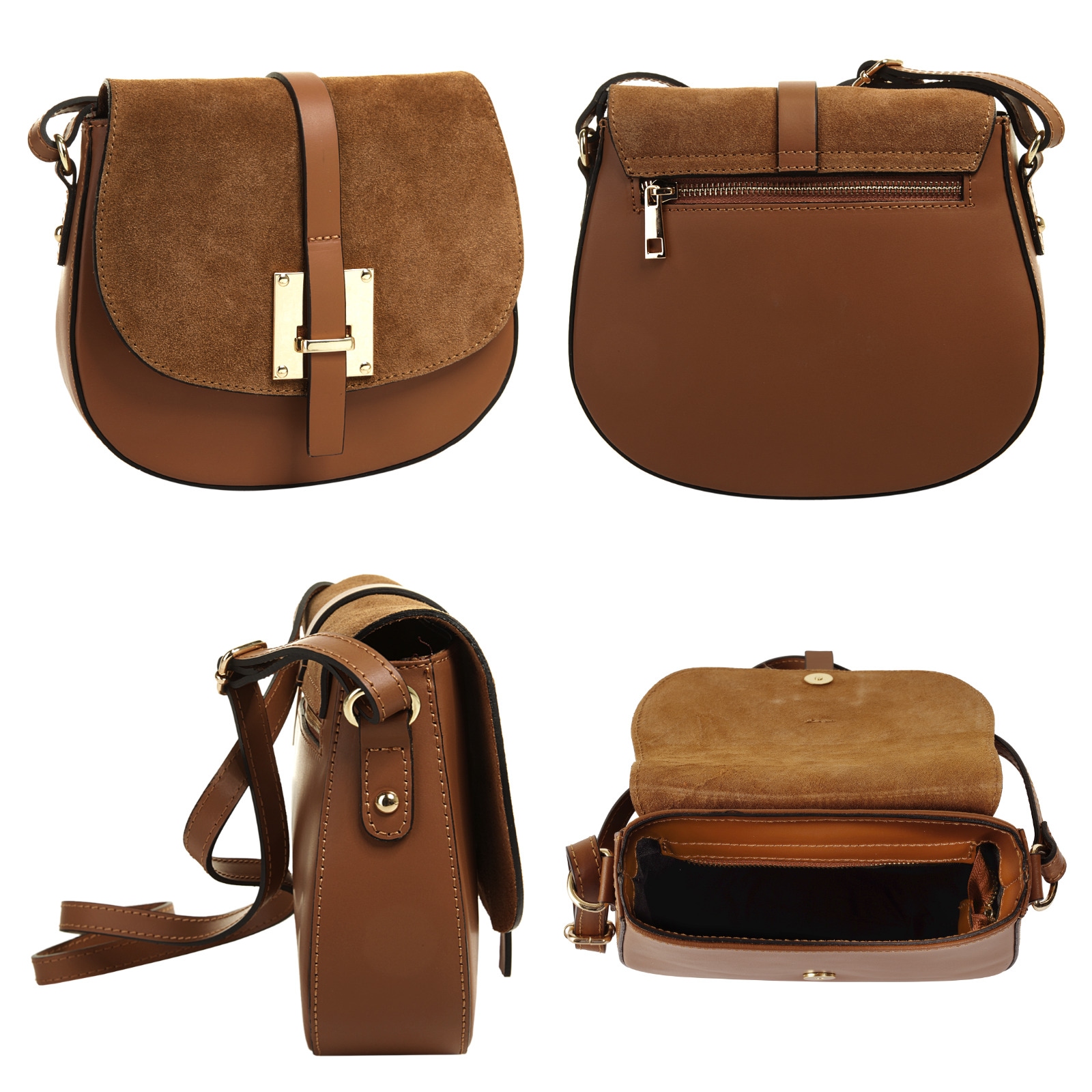 Cluty Umhängetasche, echt Leder, Made in Italy