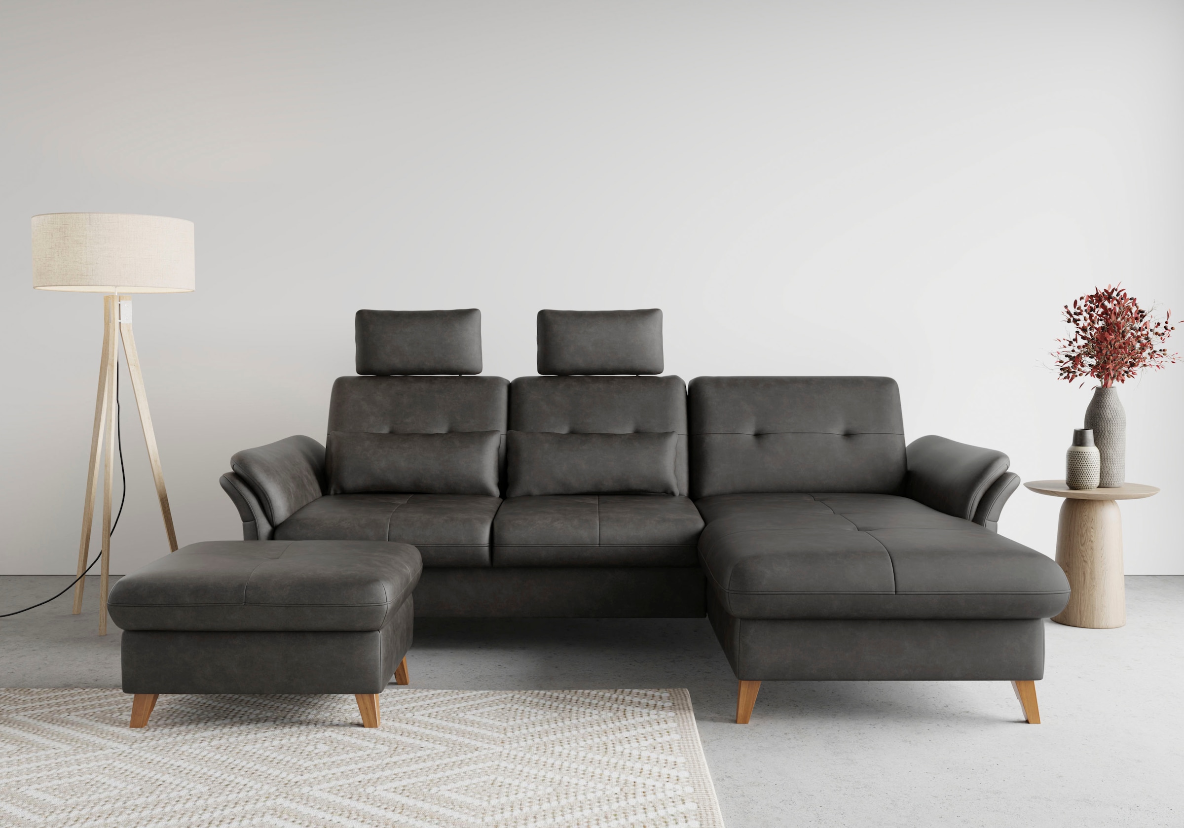 sit&more Ecksofa »Göteborg«, Sitztiefenverstellung und Federkern, wahlweise mit Bettfunktion