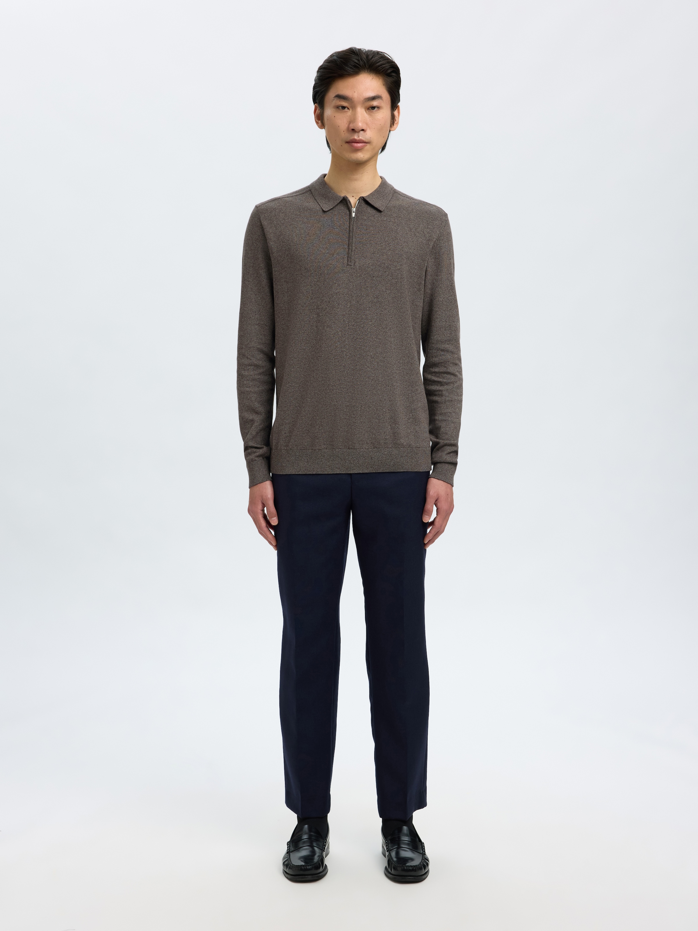 SELECTED Polokragenpullover »SLHBERG LS HALF ZIP POLO NOOS«