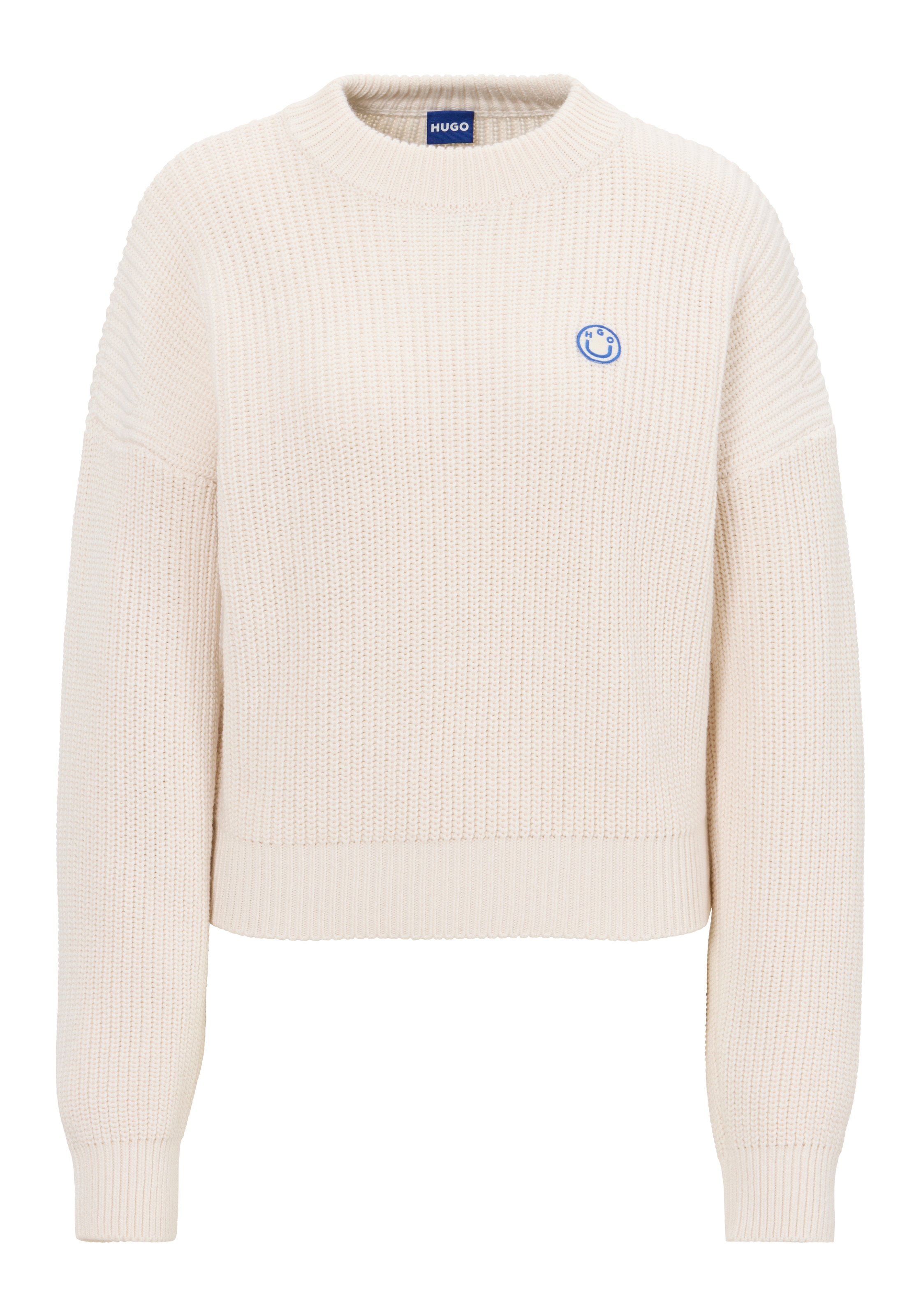 HUGO Blue Strickpullover »Slogery«, mit "Happy Hugo" Badge