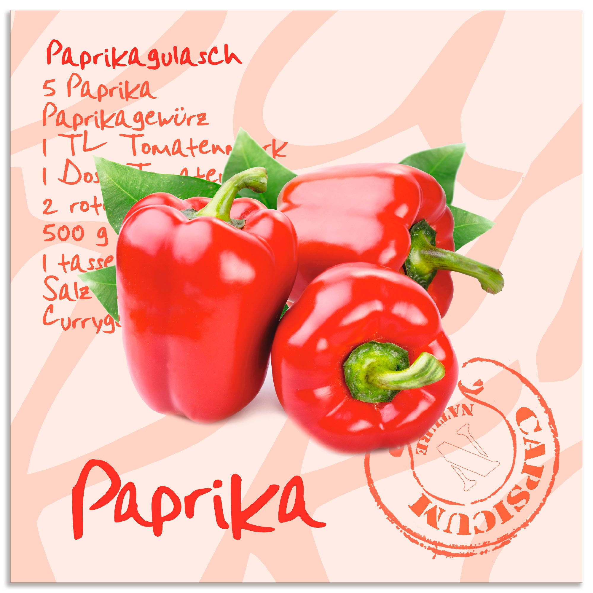 Alu-Dibond-Druck »Paprika liegt auf weißen Untergrund«, Lebensmittel, (1 St.), für...