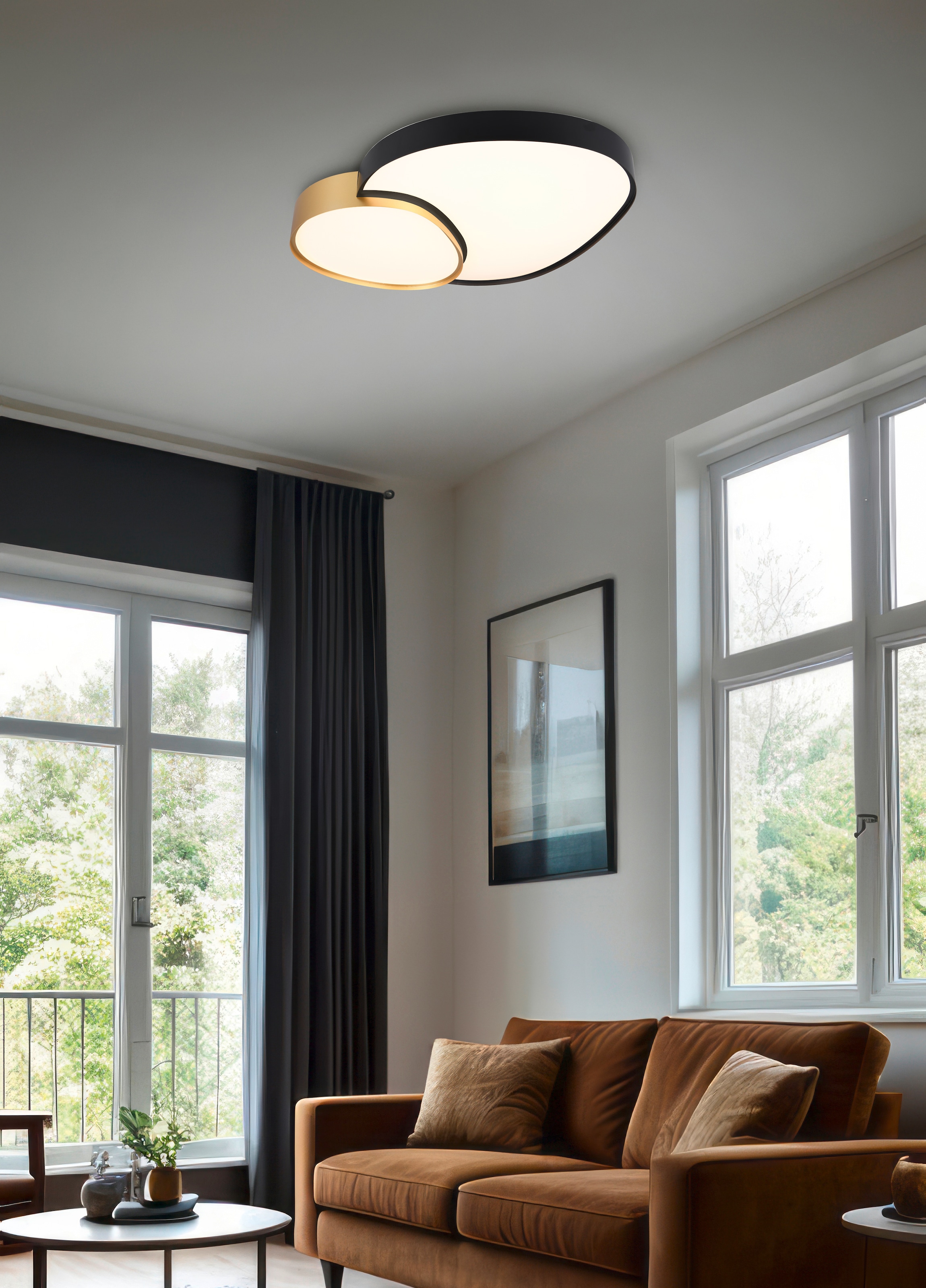 TRIO Leuchten LED Deckenleuchte »RISE, LED Deckenlampe 45W 5300 Lumen warmweiß bis kaltweiß 2700-6500K« LED-Board 1 Stk. warmweiß - kaltweiß Fernbedienung dimmbar Memoryfunktion Nachtlicht CCT Lichtfarbe wählbar