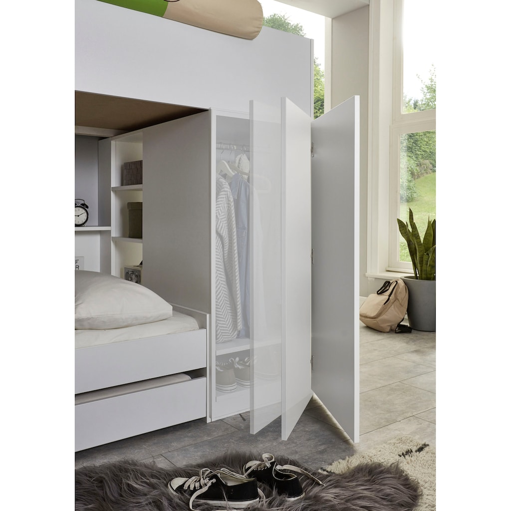 Relita Etagenbett »Sina«, mit 2 Schlafgelegenheiten, Kleiderschrank und Regalablagen