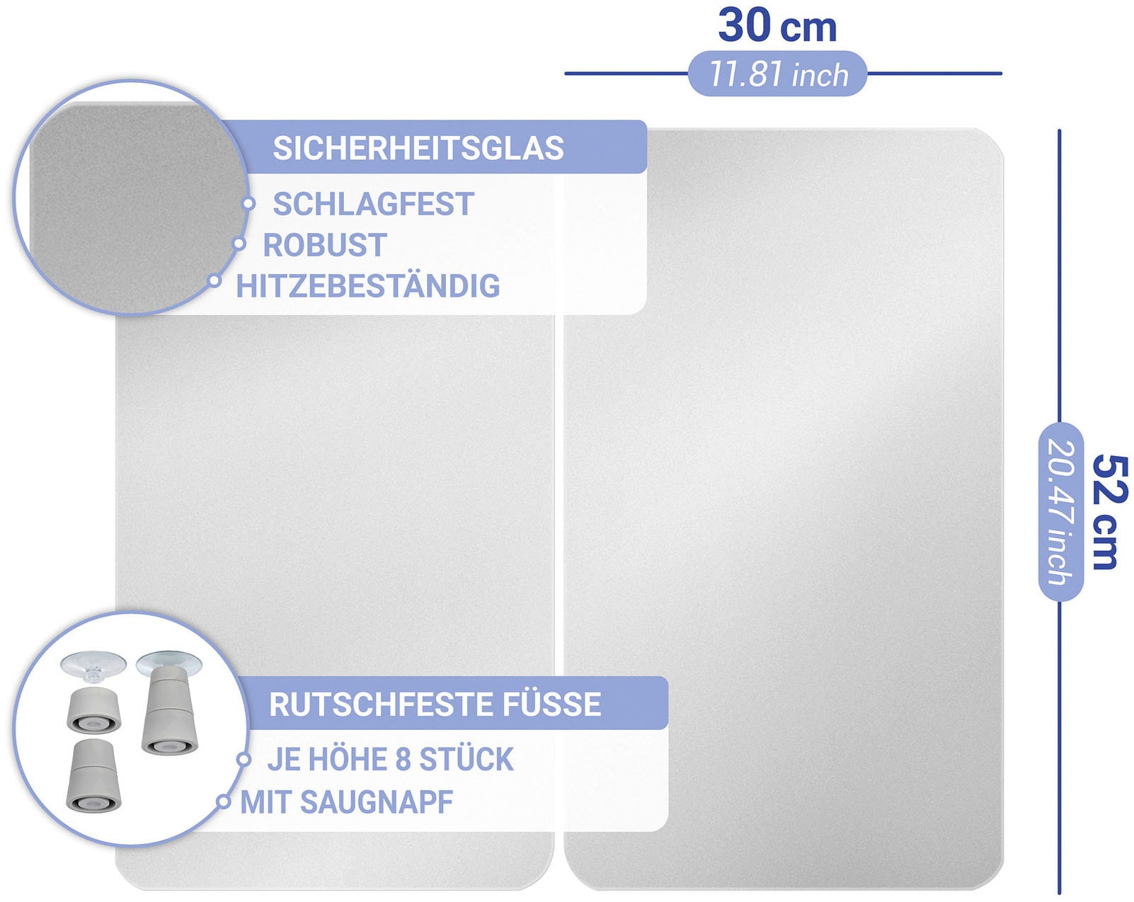 WENKO Herd-Abdeckplatte »Universal Modell Silber«, (Set, 2 tlg.), Herdabdeckung für alle Herdarten, kratzfest, mit rutschfesten Füßen