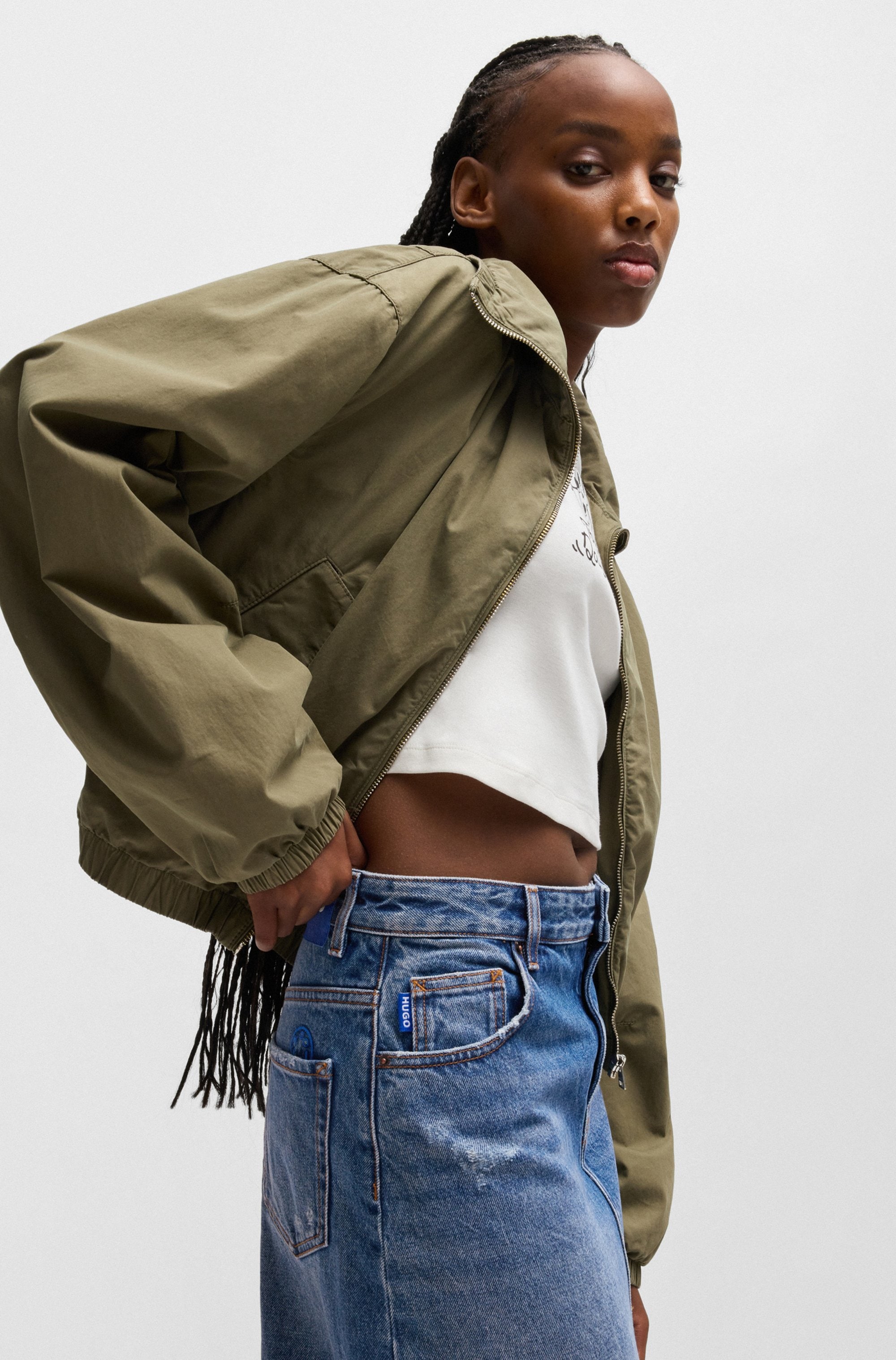 HUGO Blue Midirock »Gebana«, Authentic washed mit kleinen Destroyed-Effekten