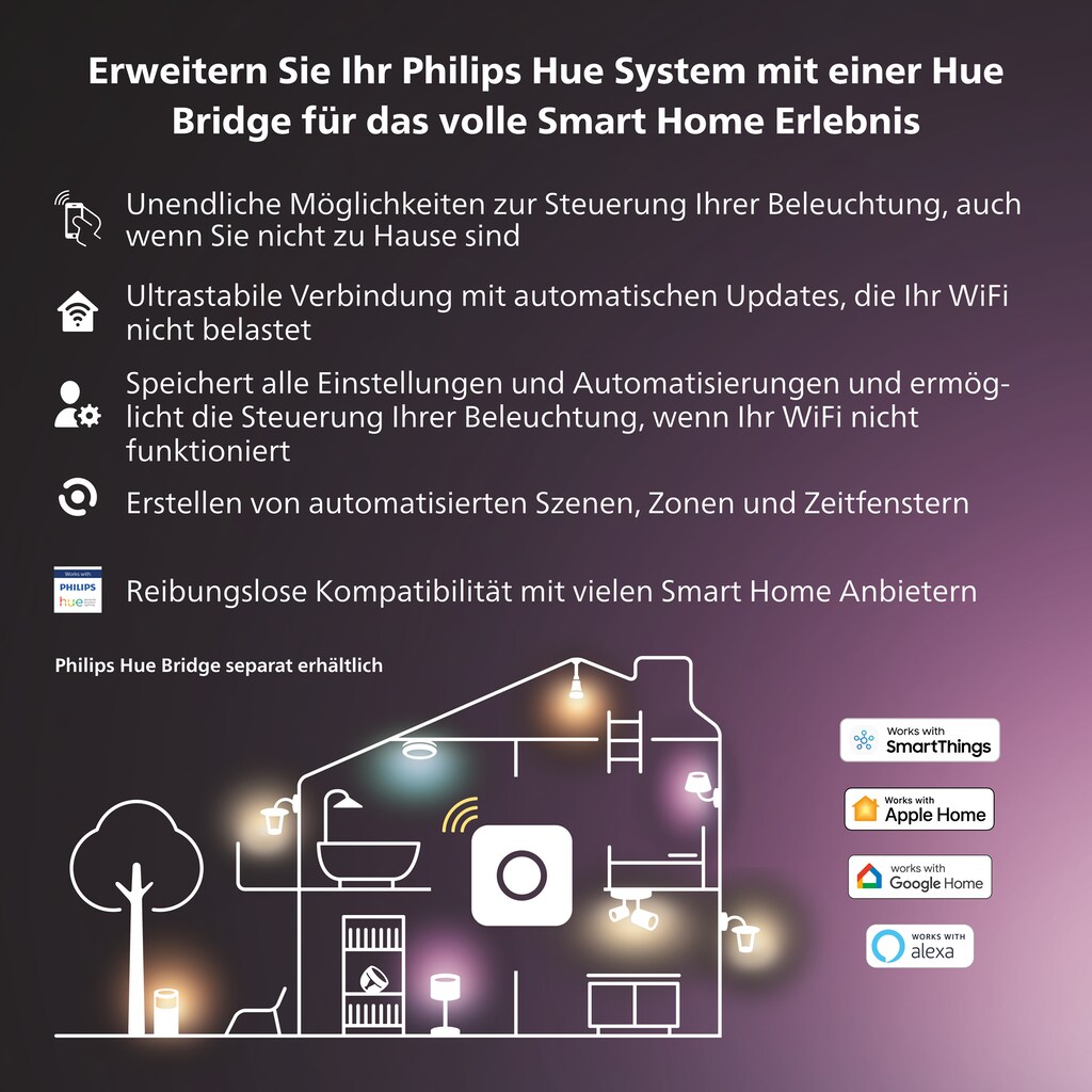 Philips Hue Smarte LED-Leuchte »White & Col. Amb. E27 Einzelpack 1600«