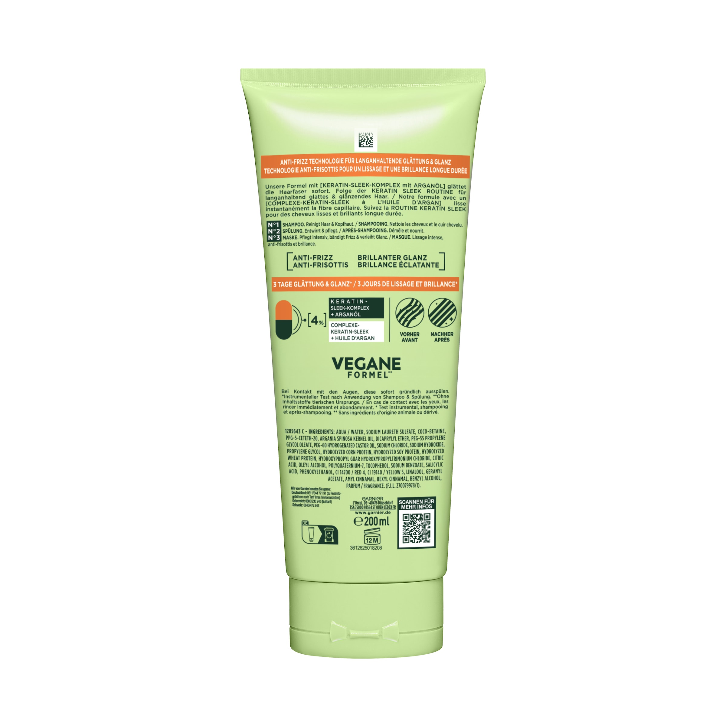 GARNIER Haarshampoo »GARNIER FRUCTIS KERATIN SLEEK SHAMPOO« für trockenes, zu Frizz neigendes Haar, mit Keratin-Komplex