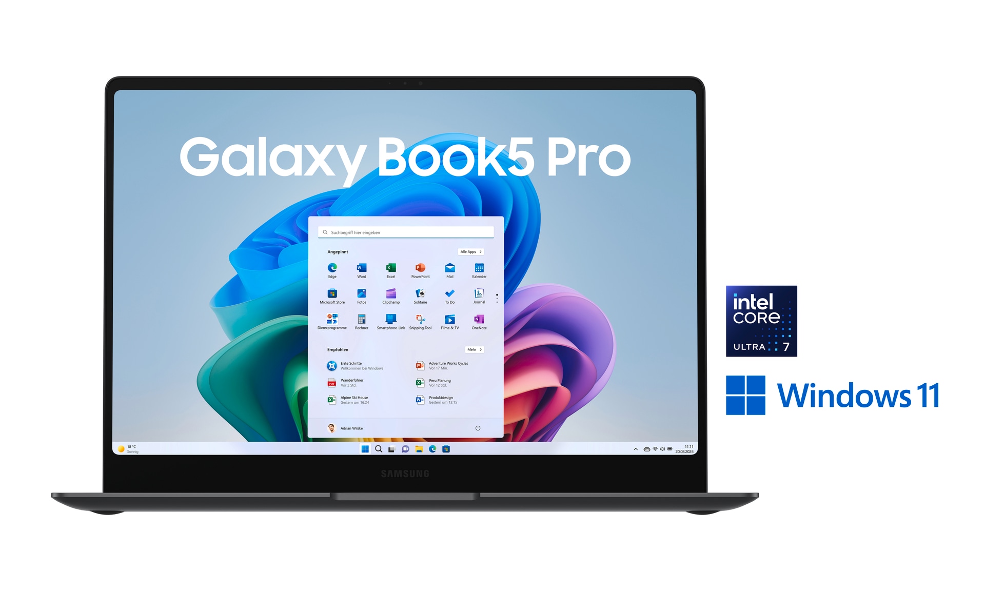 Samsung Notebook »Book5 Pro 14 (NP940X) Intel Core Ultra 7 16GB+512GB AMOLED 2X-Display«, 35,56 cm, / 14 Zoll, Intel, Ultra 7, ARC, 512 GB SSD