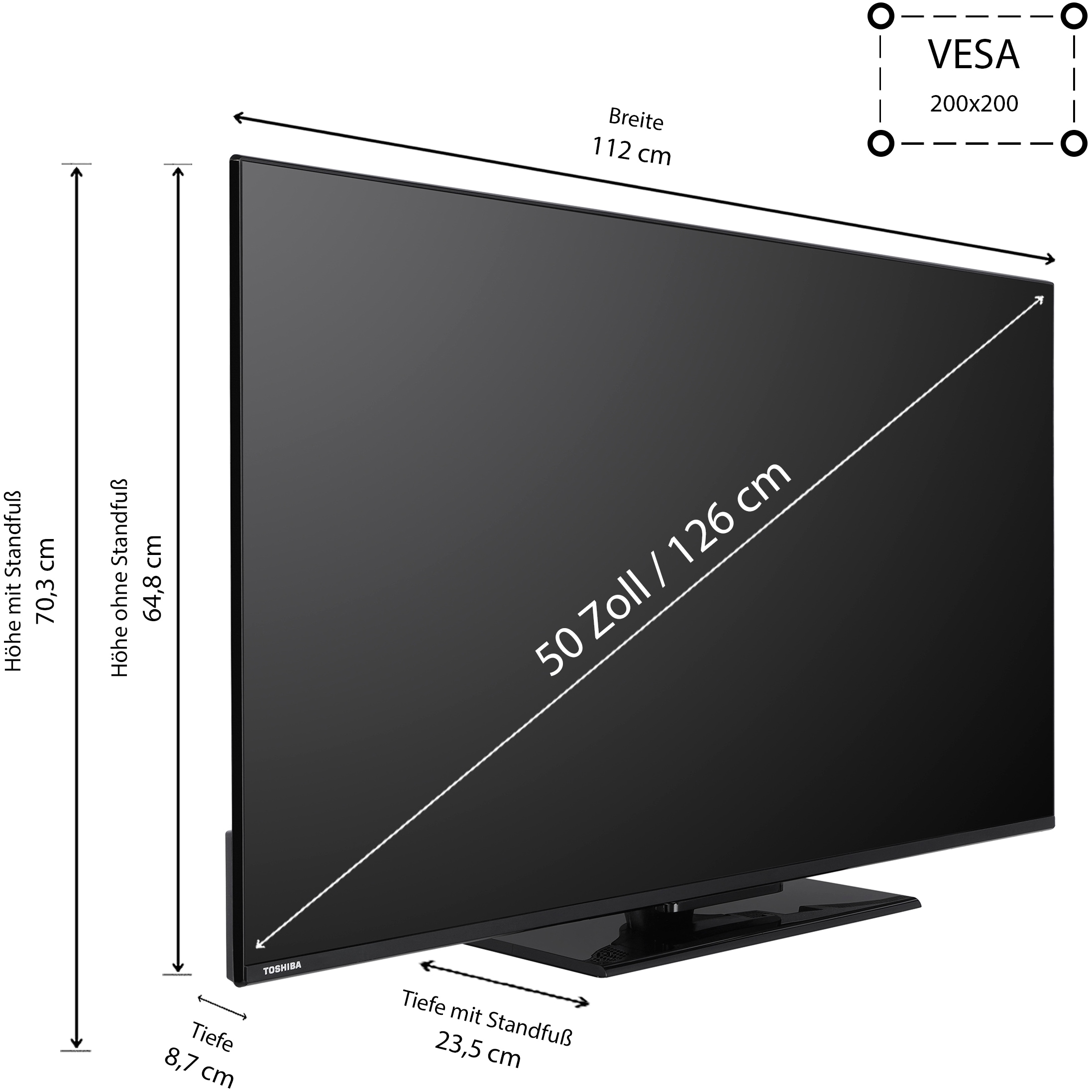 Toshiba LED-Fernseher »50UV3463DAW« 126 cm/50 ″ Smart-TV