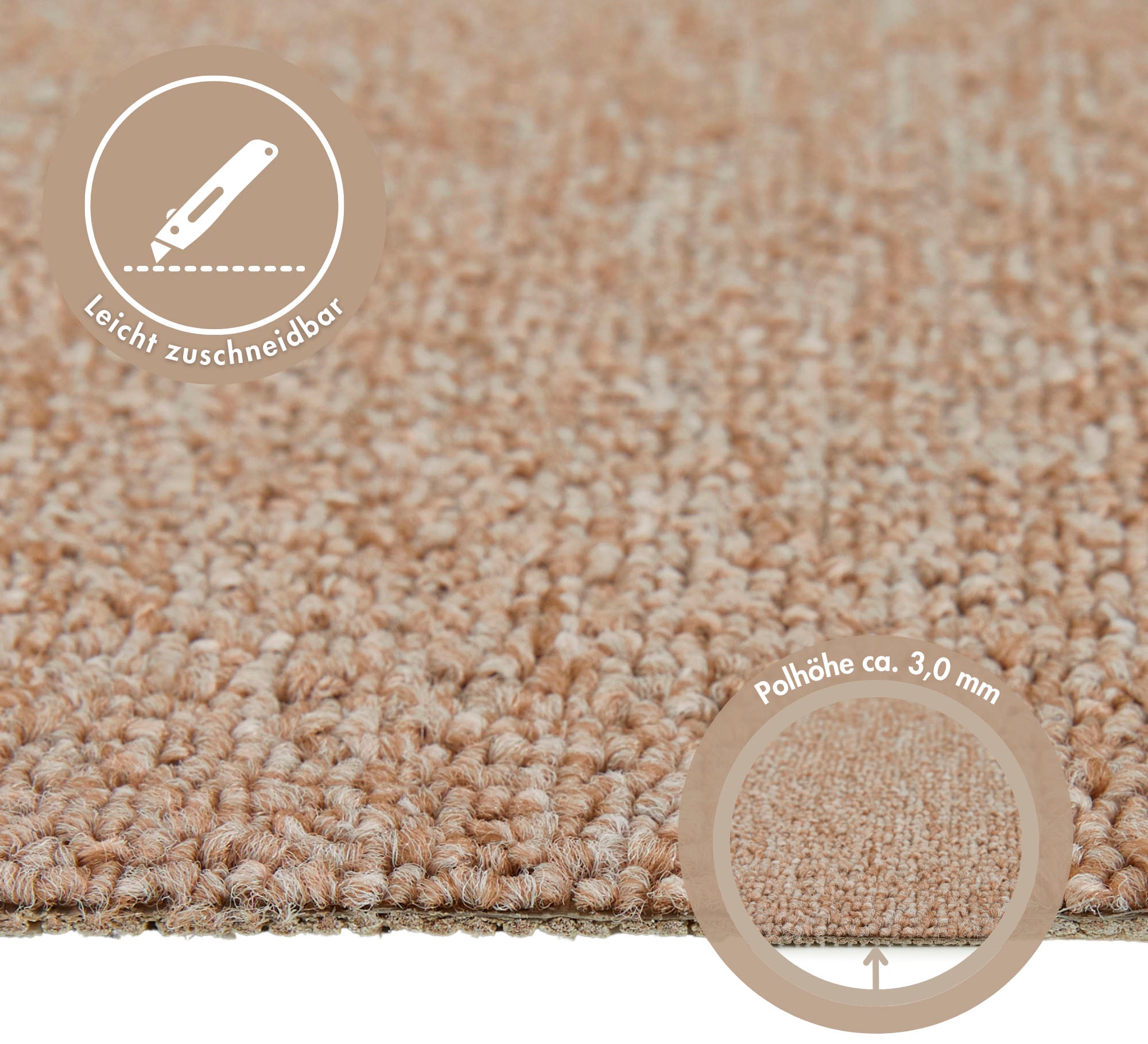 Andiamo Teppichboden »Rambo, Feinschlinge, Made in Netherlands«, rechteckig, 4,5 mm Höhe, meliert, Breite 400 cm oder 500 cm, strapazierfähig & pflegeleicht