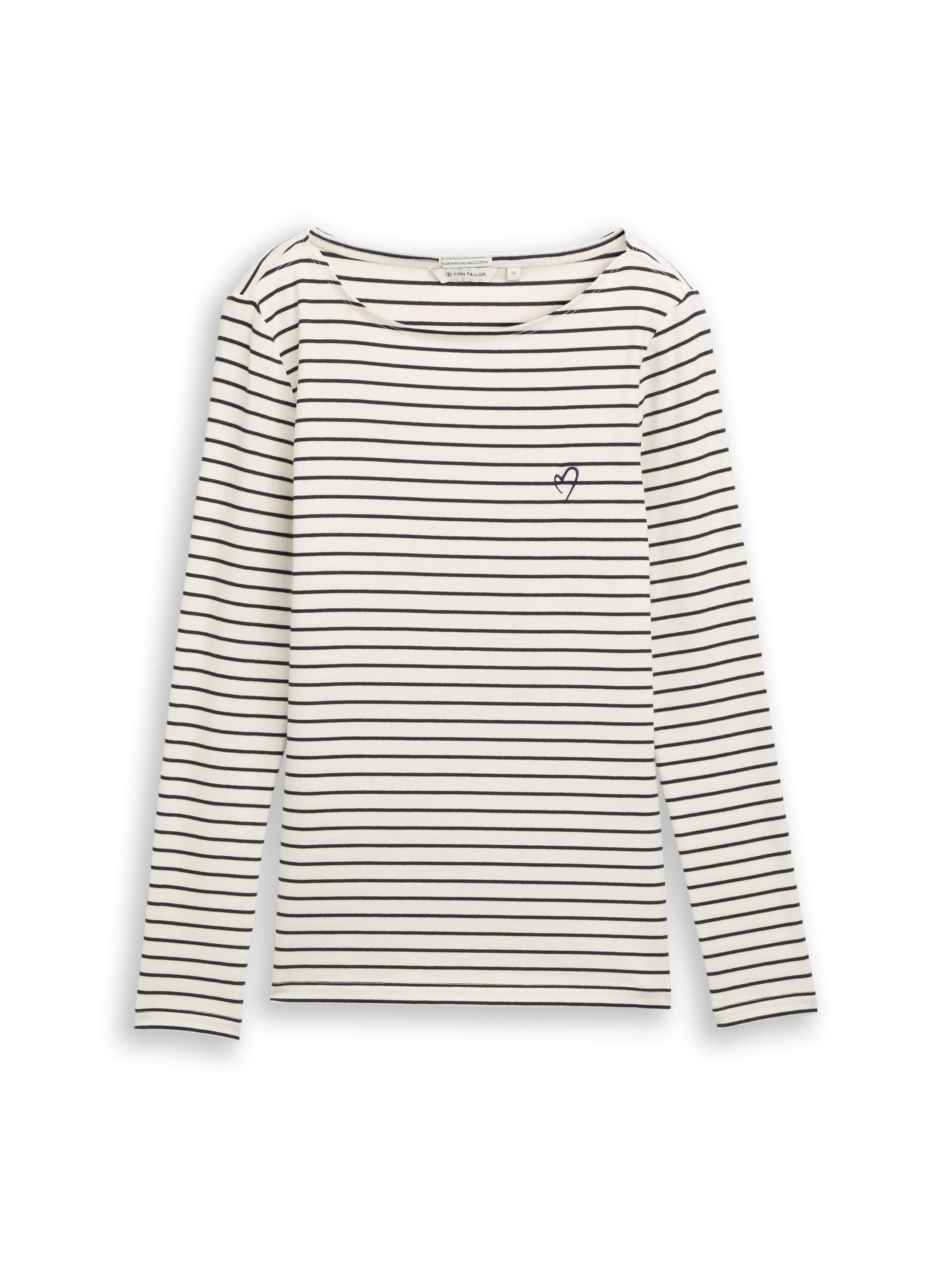 TOM TAILOR Langarmshirt im Streifen-Look und mit Stickerei