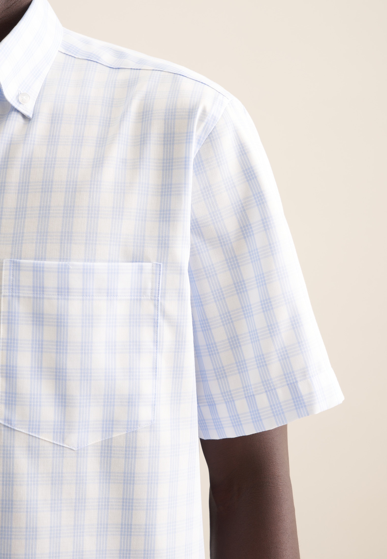 seidensticker Businesshemd »Comfort«, Comfort Kurzarm Button-Down-Kragen Karo