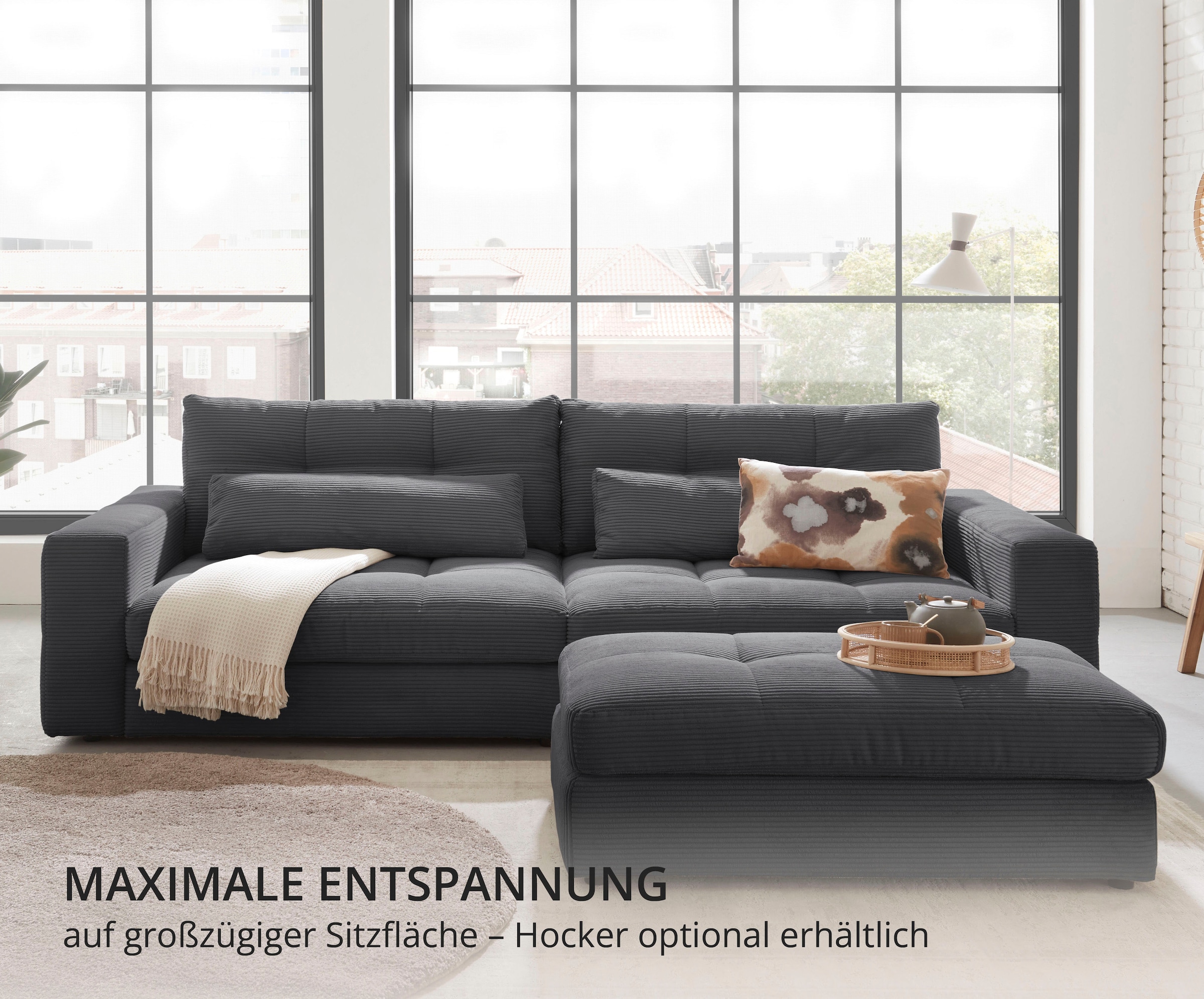 ED EXCITING DESIGN Hocker »Jasper im aktuellen Cord Bezug, B/T 110/70cm«