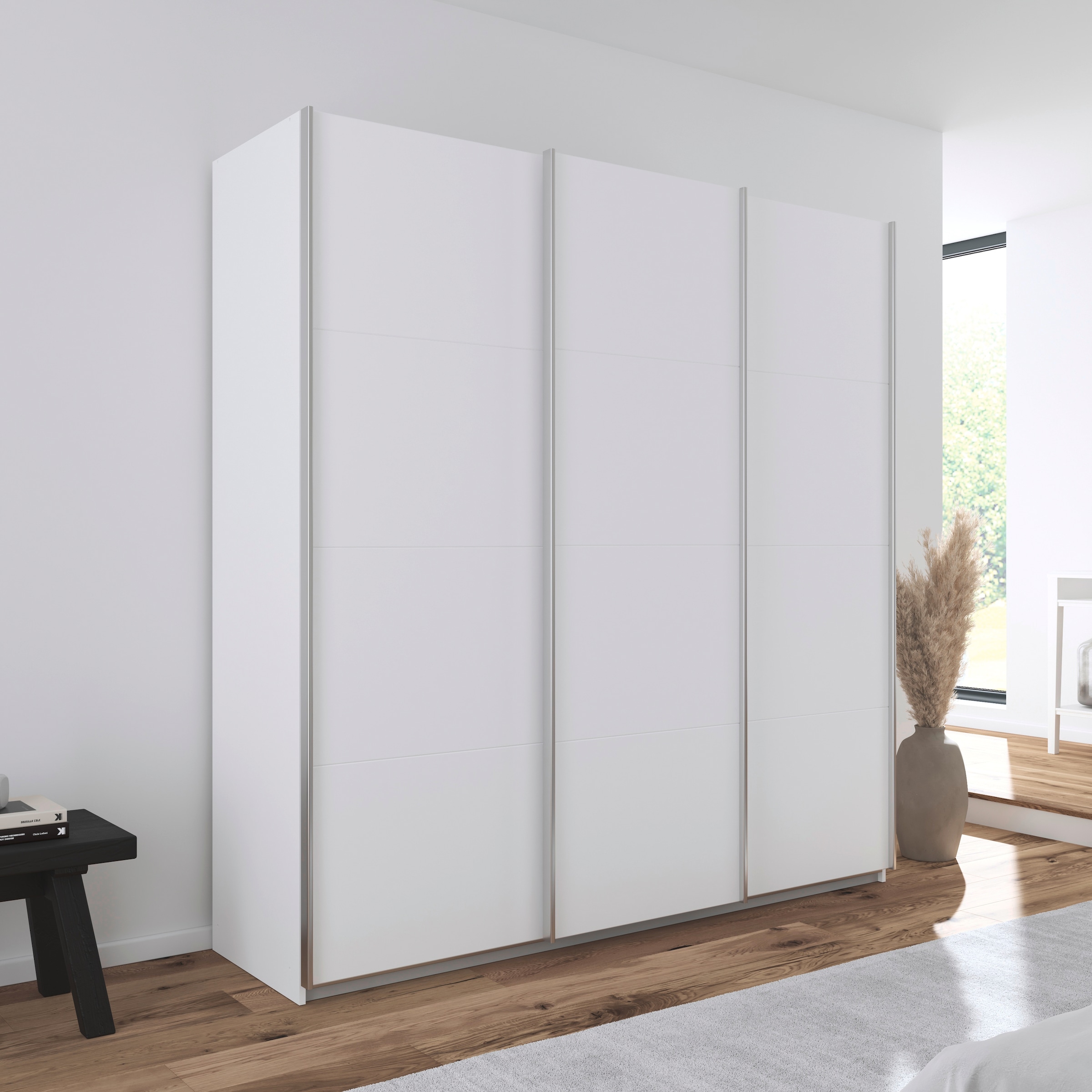 rauch Schwebetürenschrank »Kleiderschrank Schrank Garderobe AGORDO mit Dekor- oder Hochglanzfront« in zwei Griff-Farben,  durchdachte Innenausstattung, in 4 Breiten und 2 Höhen MADE IN GERMANY