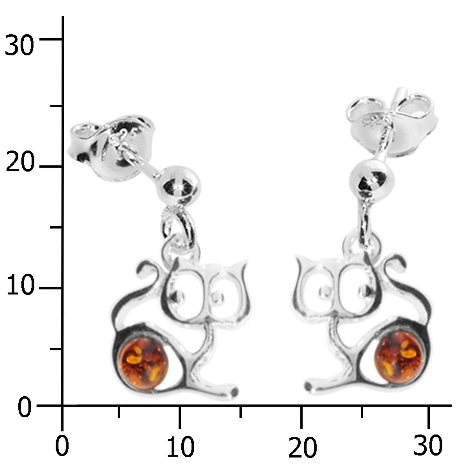 OSTSEE-SCHMUCK Paar Ohrhänger »- Katze - Silber 925/000 - Bernstein«
