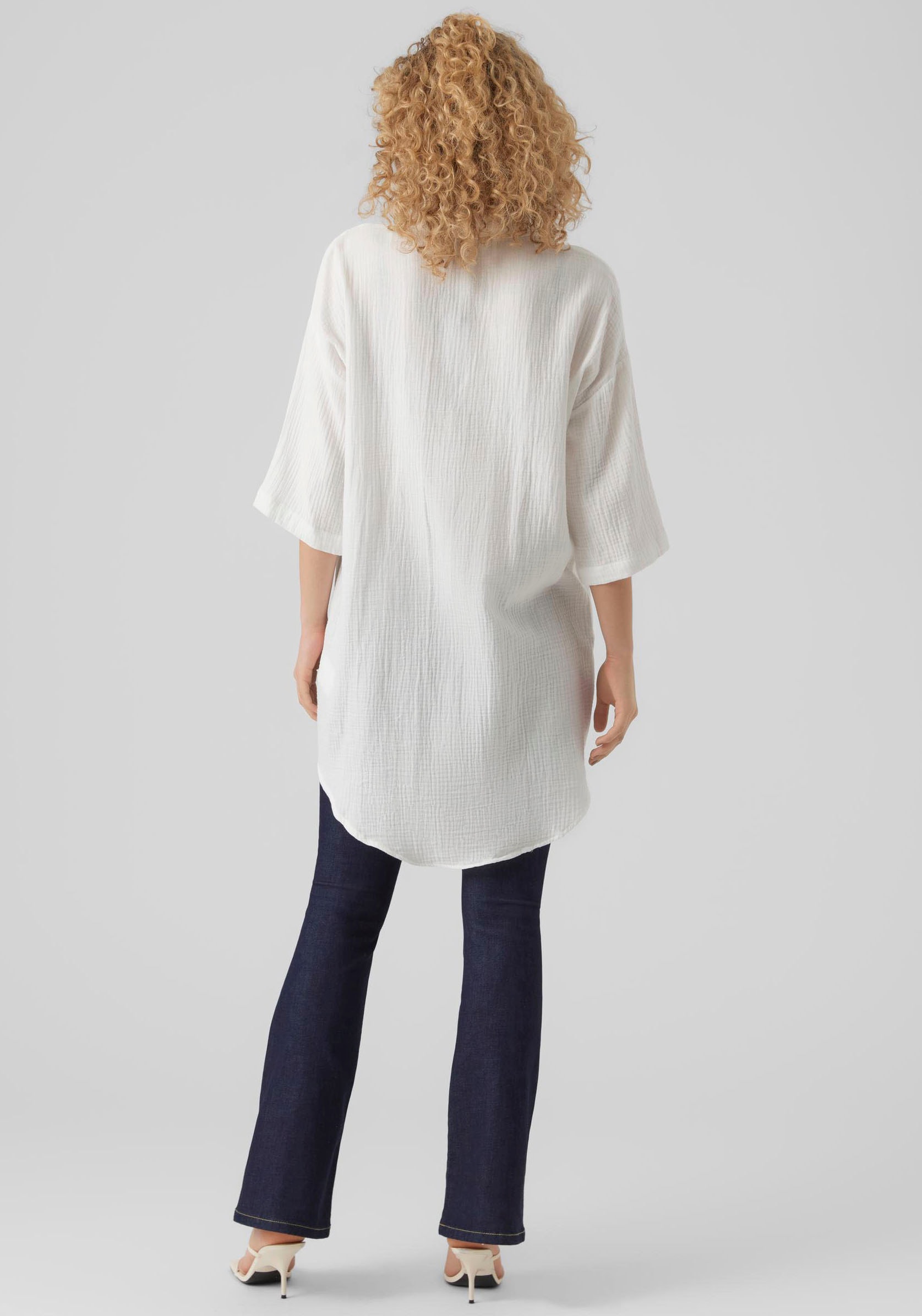 Vero Moda Hemdblusenkleid »VMNATALI 3/4 LONG OVERSHIRT NOOS«, mit 3/4 Ärmel