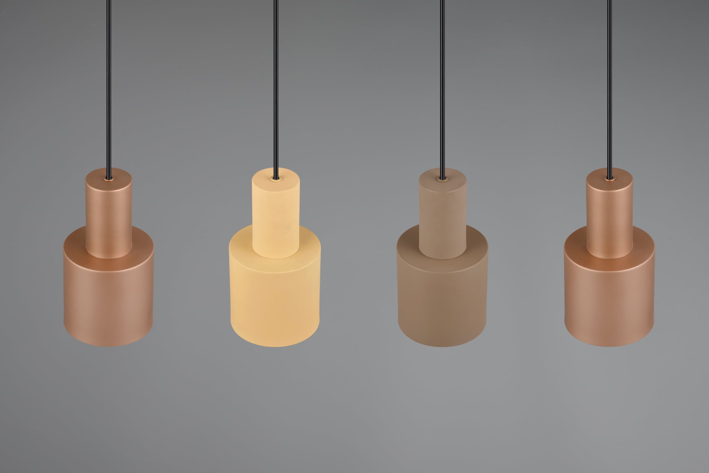 TRIO Leuchten Pendelleuchte »AGUDO, Hängelampe 4-flammig exkl 4xE27 max 40W höhenverstellbar«, 4 flammig, Leuchtmittel E27 | Leuchtmittel wechselbar, mehrfarbige Lampenschirme in beige taupe & coffee, Esszimmerlampe