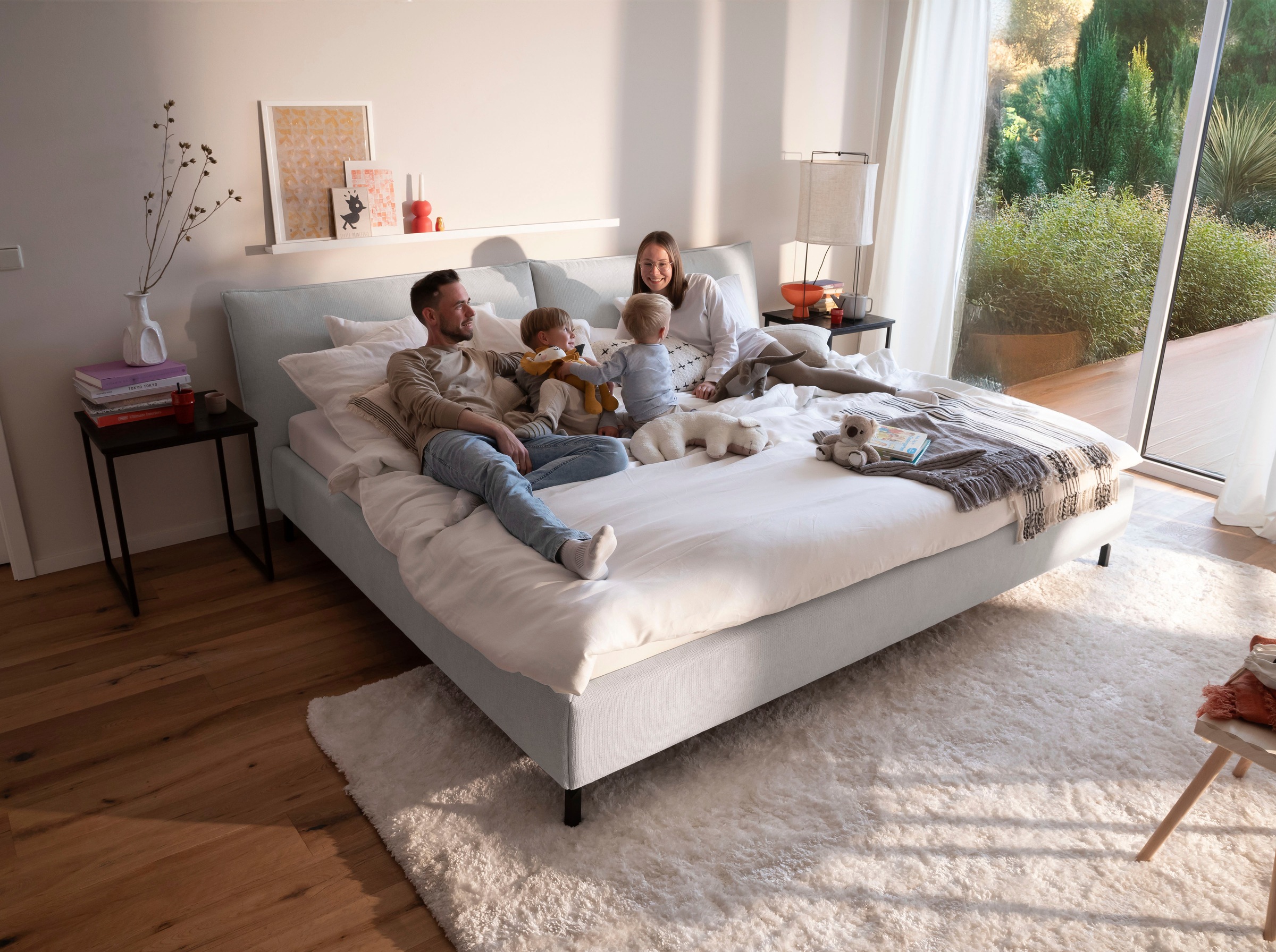 Home affaire Polsterbett »Fionara, Familienbett, extrabreite Liegefläche 240cm, in 2 Längen« inkl. 7-fache Einlegetiefenverstellung & saugroboterfreundliche Höhe
