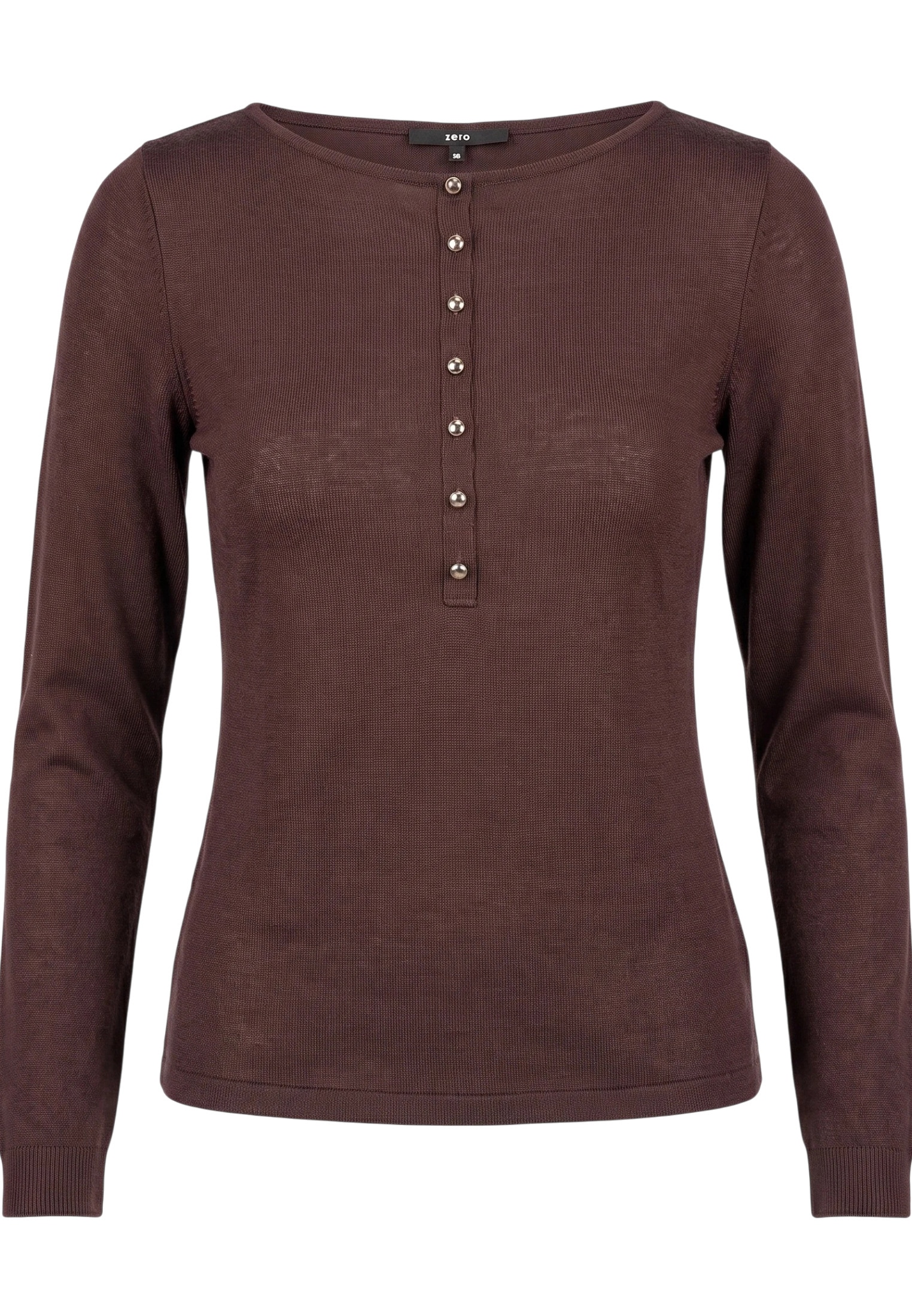 Zero Langarmshirt »Langarm-Shirt mit Knopfleiste«