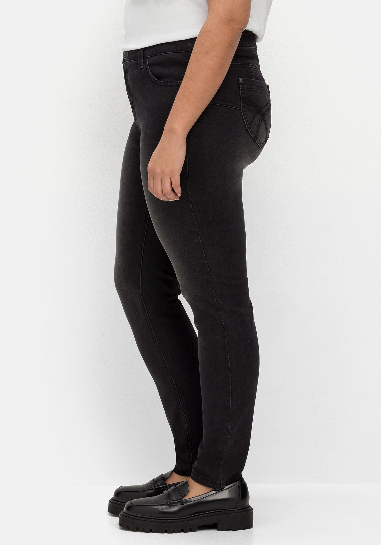 Sheego Stretch-Jeans »Jeans für sehr schmale Beine und mehr Bauch«