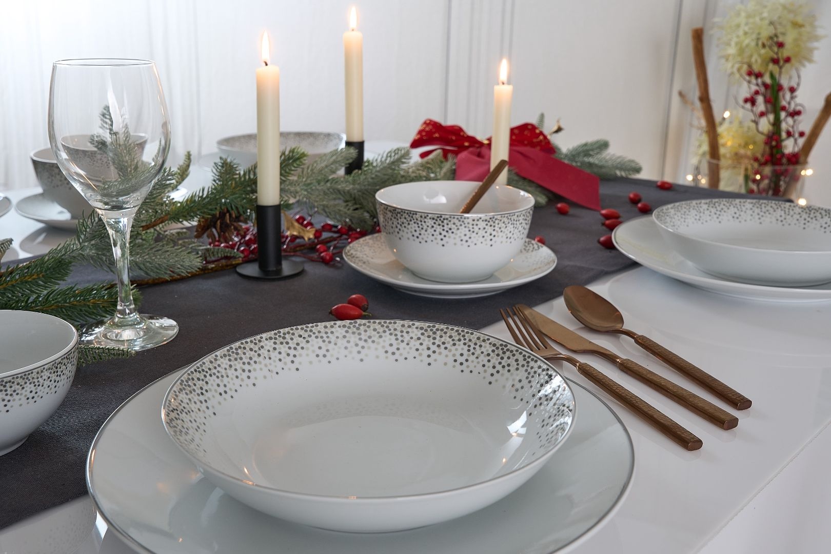 Retsch Arzberg Kombiservice »Dusty« dezentes Dekor auf schlichtem Weiß