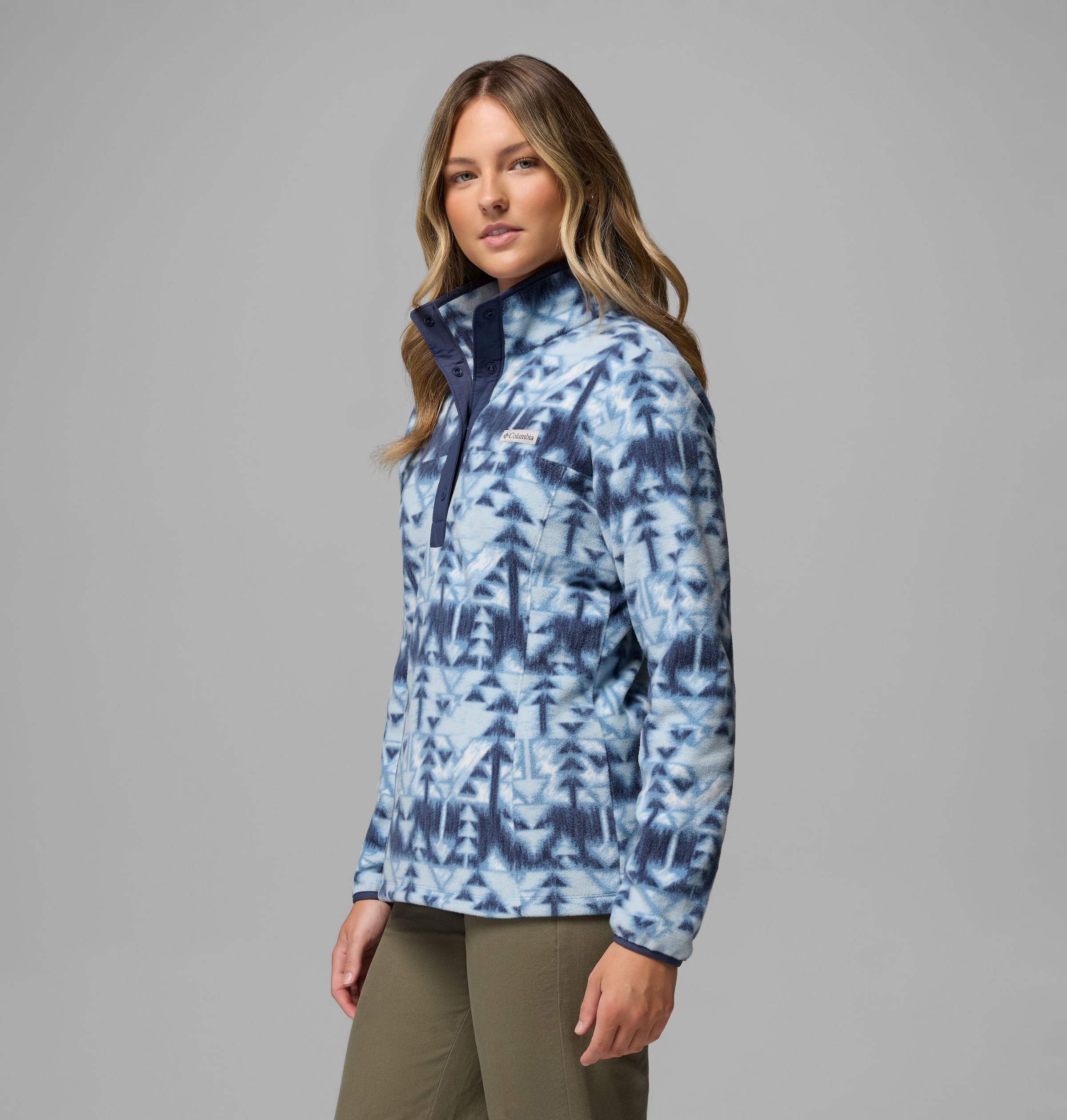 Columbia Fleecepullover »Benton Springs Printed 1/2 Snap«, mit Halber Druckknopfverschluss, Langarm-Design, aus Nylon
