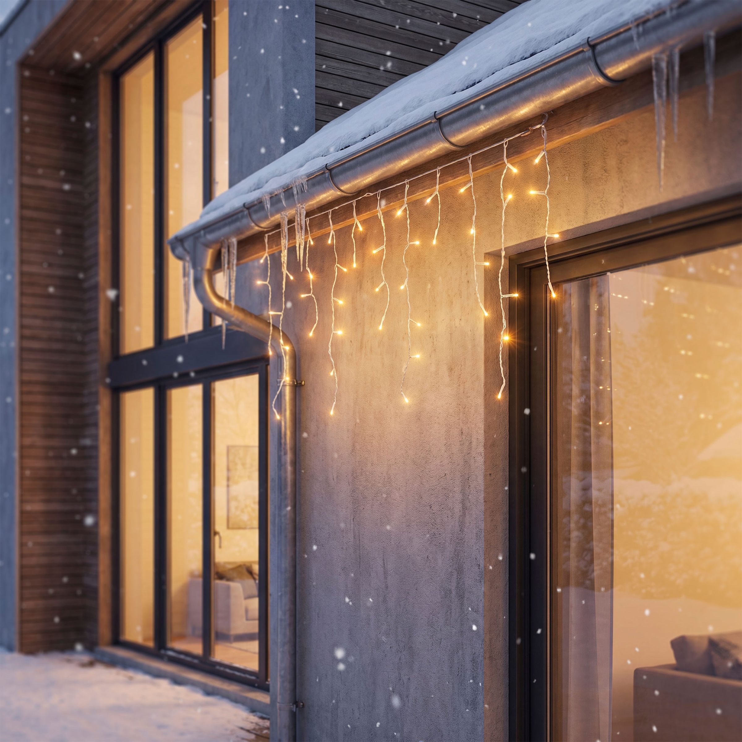 OTTO home LED-Lichterkette »Eisregen, in  1 / 2 o. 3 m Länge, Batterie, Timer, Indoor, Outdoor« Eiszapfen-Lichterkette, batteriebetrieben, IP44, Timer, warmweiß