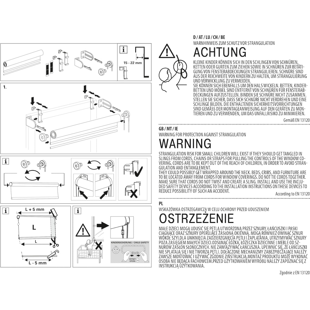 my home Seitenzugrollo »Tone«, blickdicht, Sichtschutz-Verdunkelung, ohne Bohren, verspannt